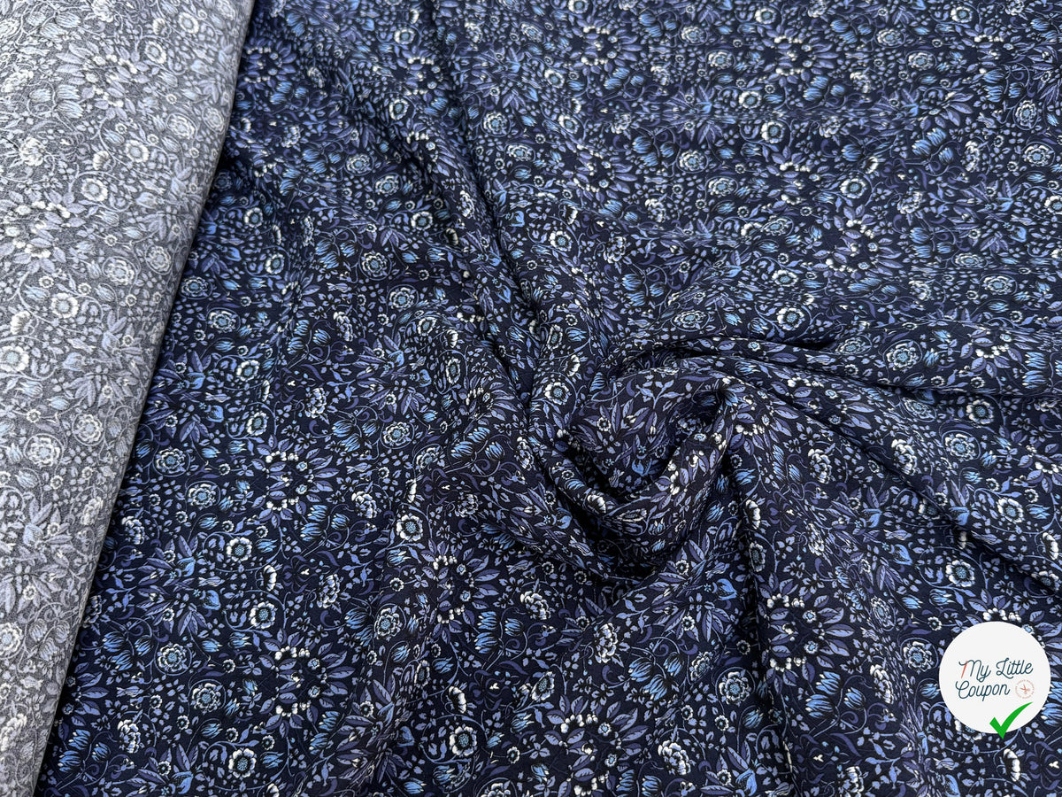 VISCOSE FLUIDE FLORAUX BLEU PREMIUM - My Little Coupon