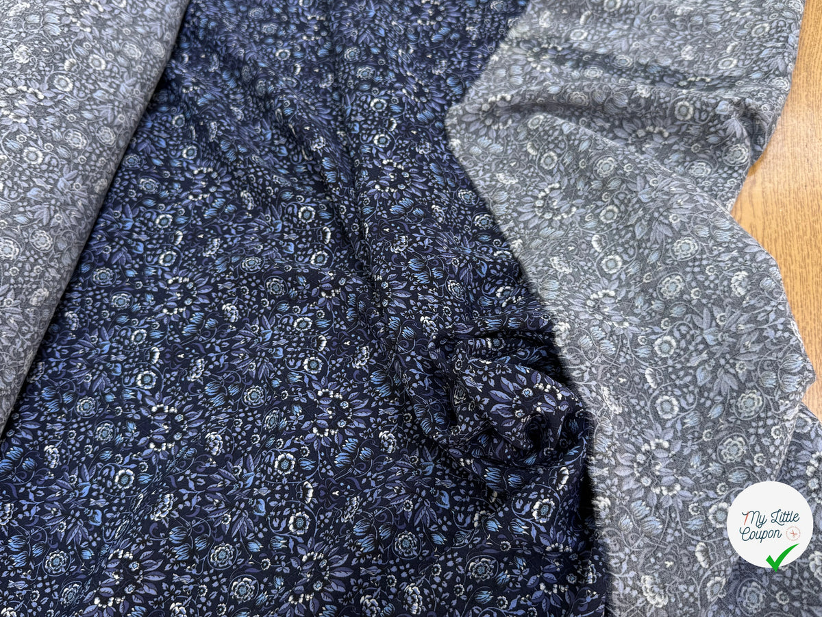 VISCOSE FLUIDE FLORAUX BLEU PREMIUM - My Little Coupon