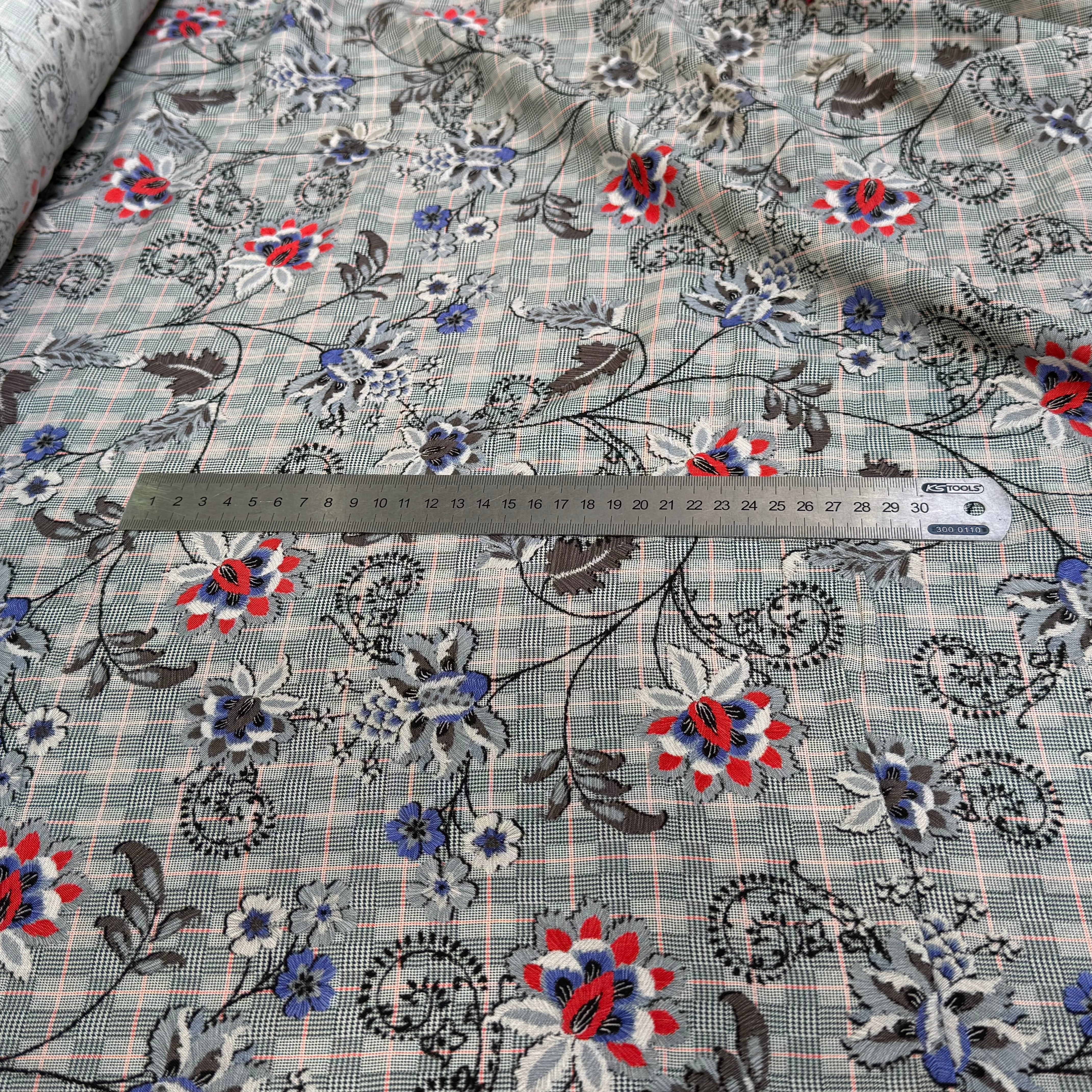 VISCOSE FLUIDE PRINCE DE GALLES IMPRIMÉ JOLIES FLEURS - My Little Coupon