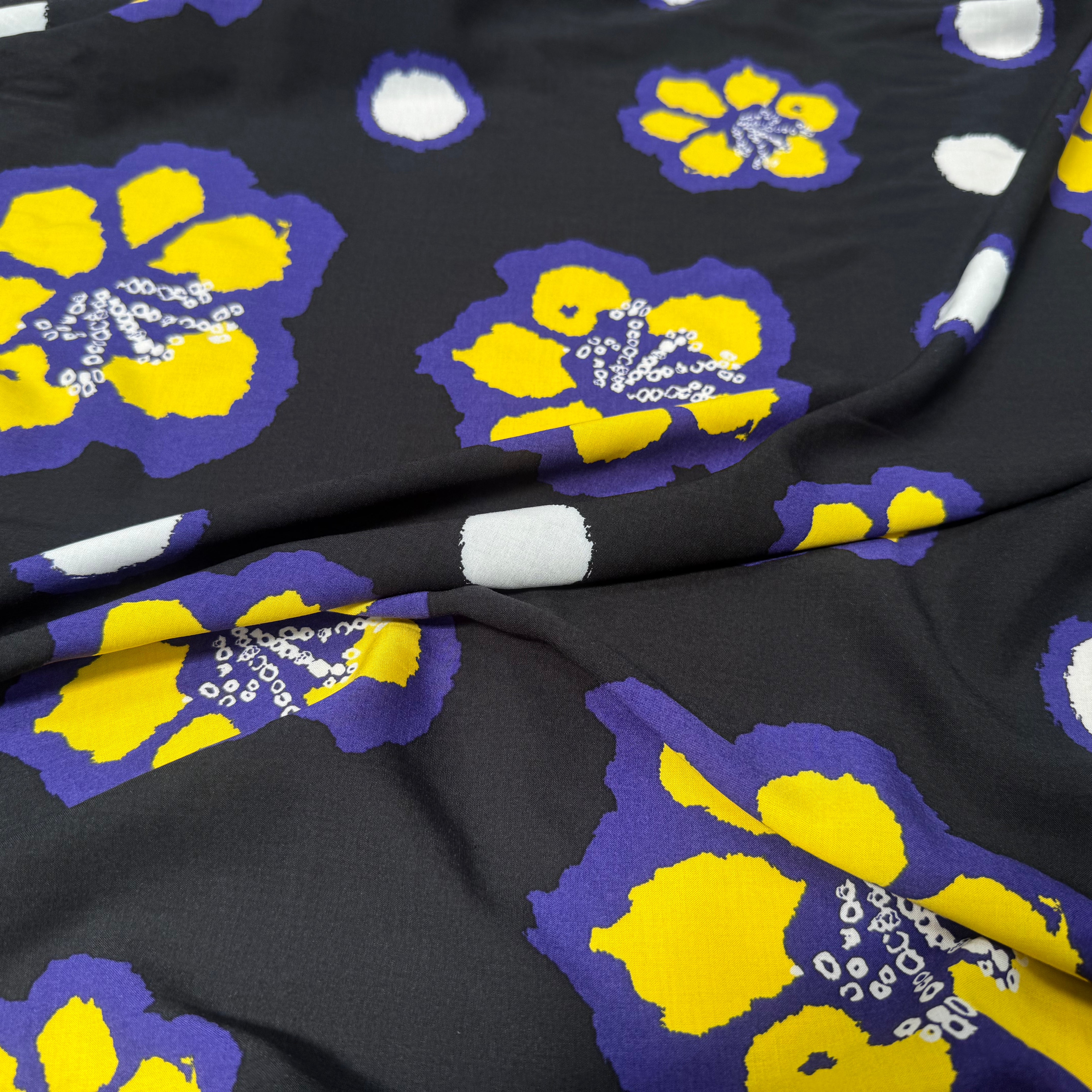 VISCOSE FOND NOIR FLEURS VIOLET - My Little Coupon