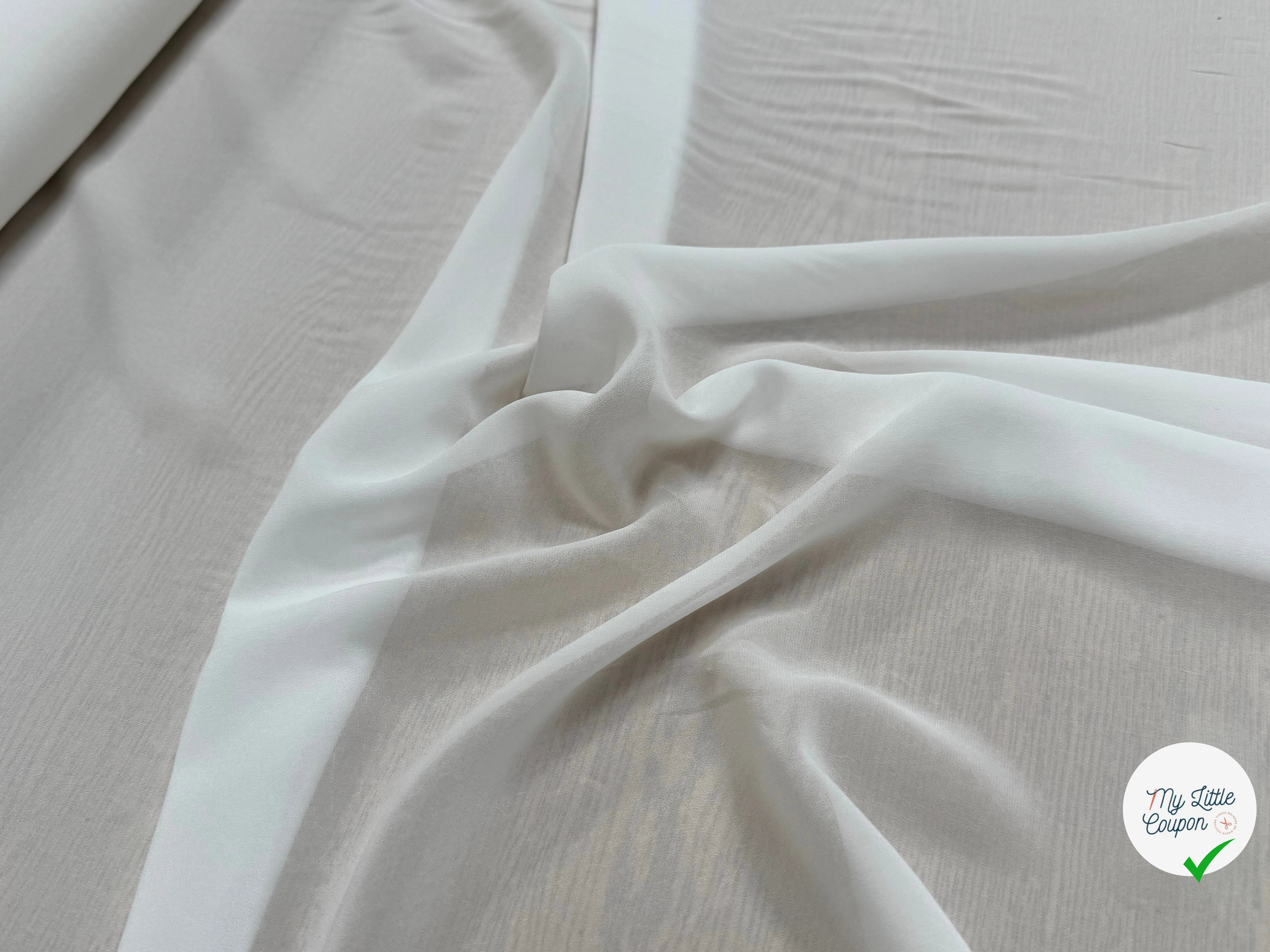 VISCOSE GEORGETTE HEAVY PFD FLUIDE BLANC - My Little Coupon