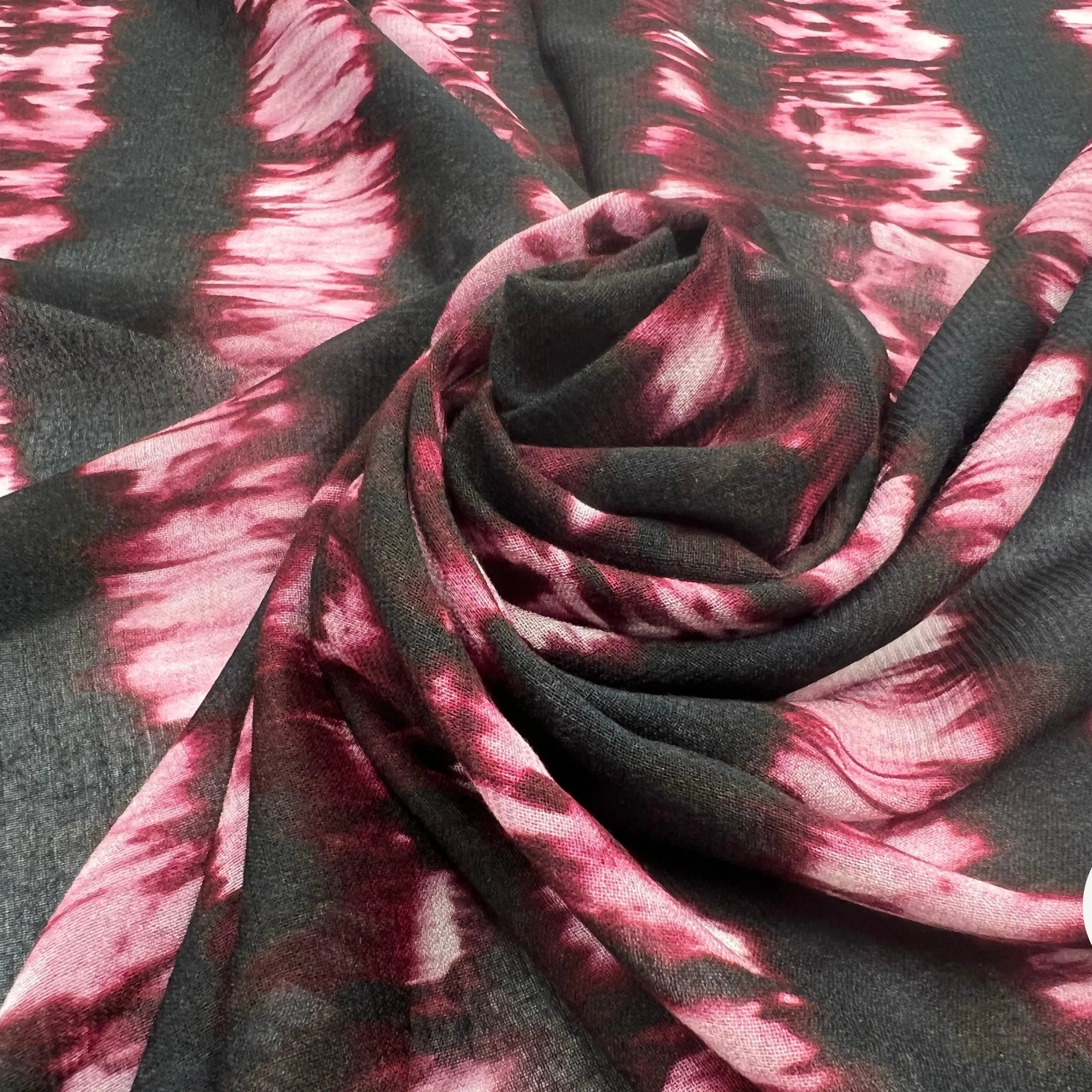VISCOSE IMPRIMÉ TYE AND DYE BORDEAUX ET NOIR - My Little Coupon - tissu - coudre