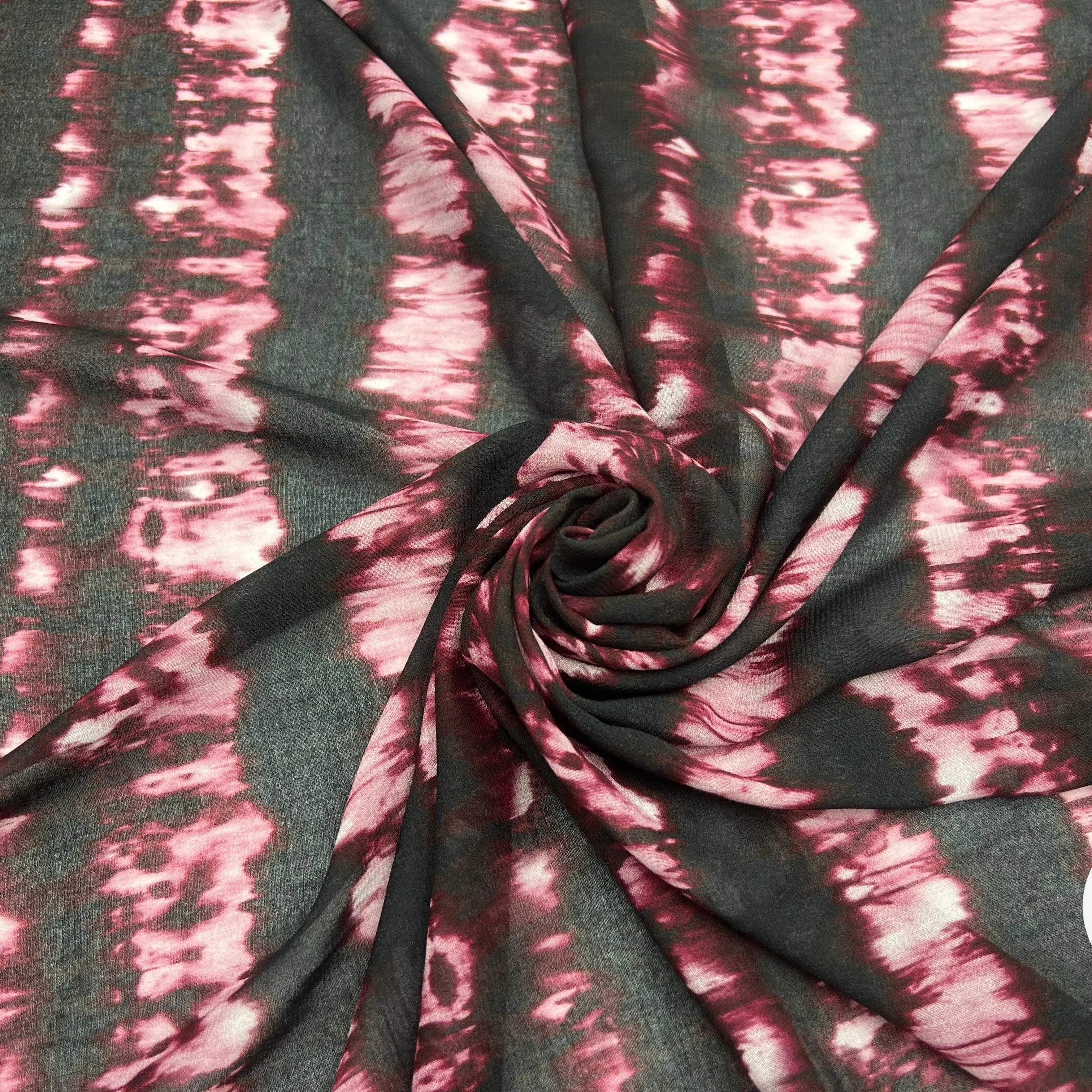 VISCOSE IMPRIMÉ TYE AND DYE BORDEAUX ET NOIR - My Little Coupon - tissu - coudre