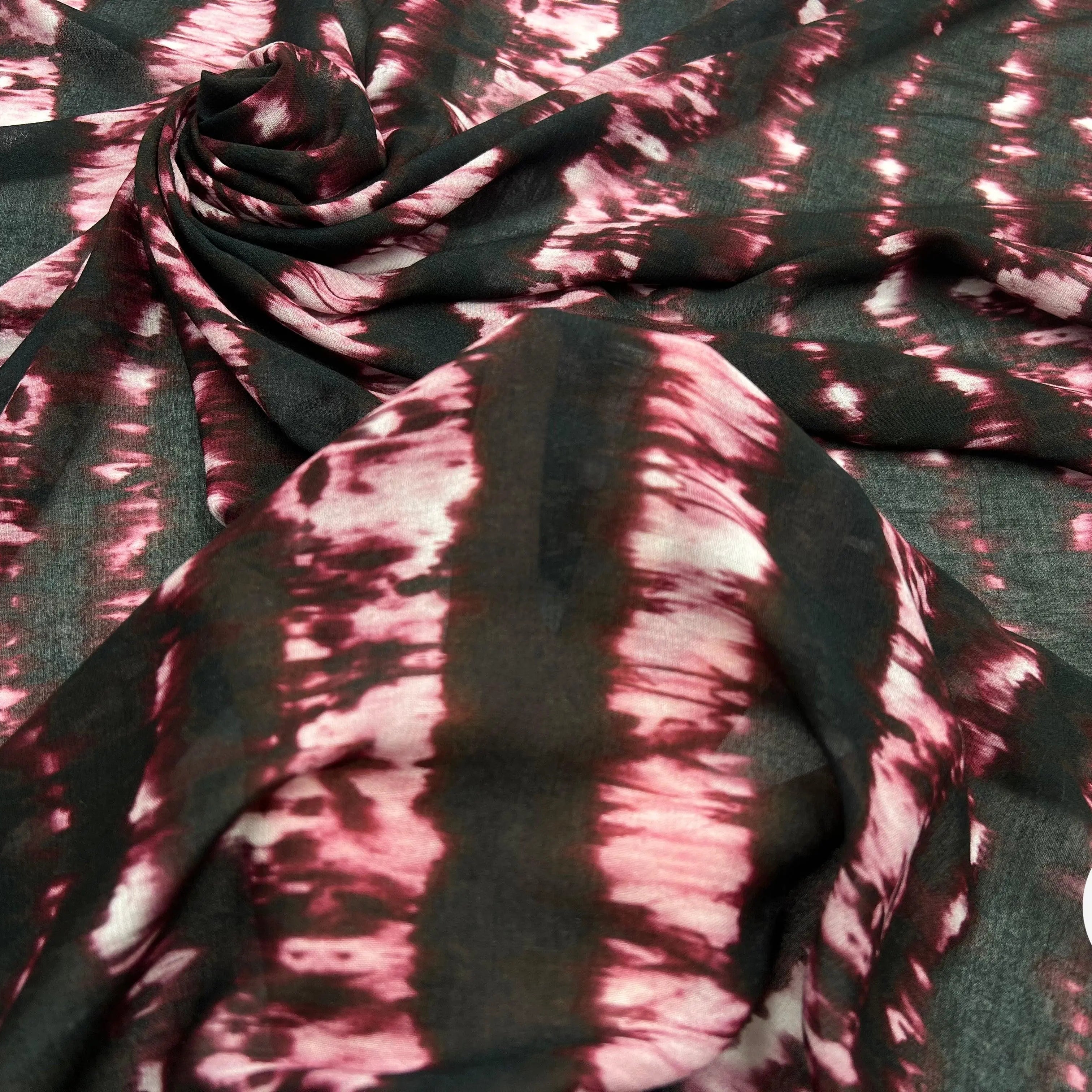 VISCOSE IMPRIMÉ TYE AND DYE BORDEAUX ET NOIR - My Little Coupon - tissu - coudre