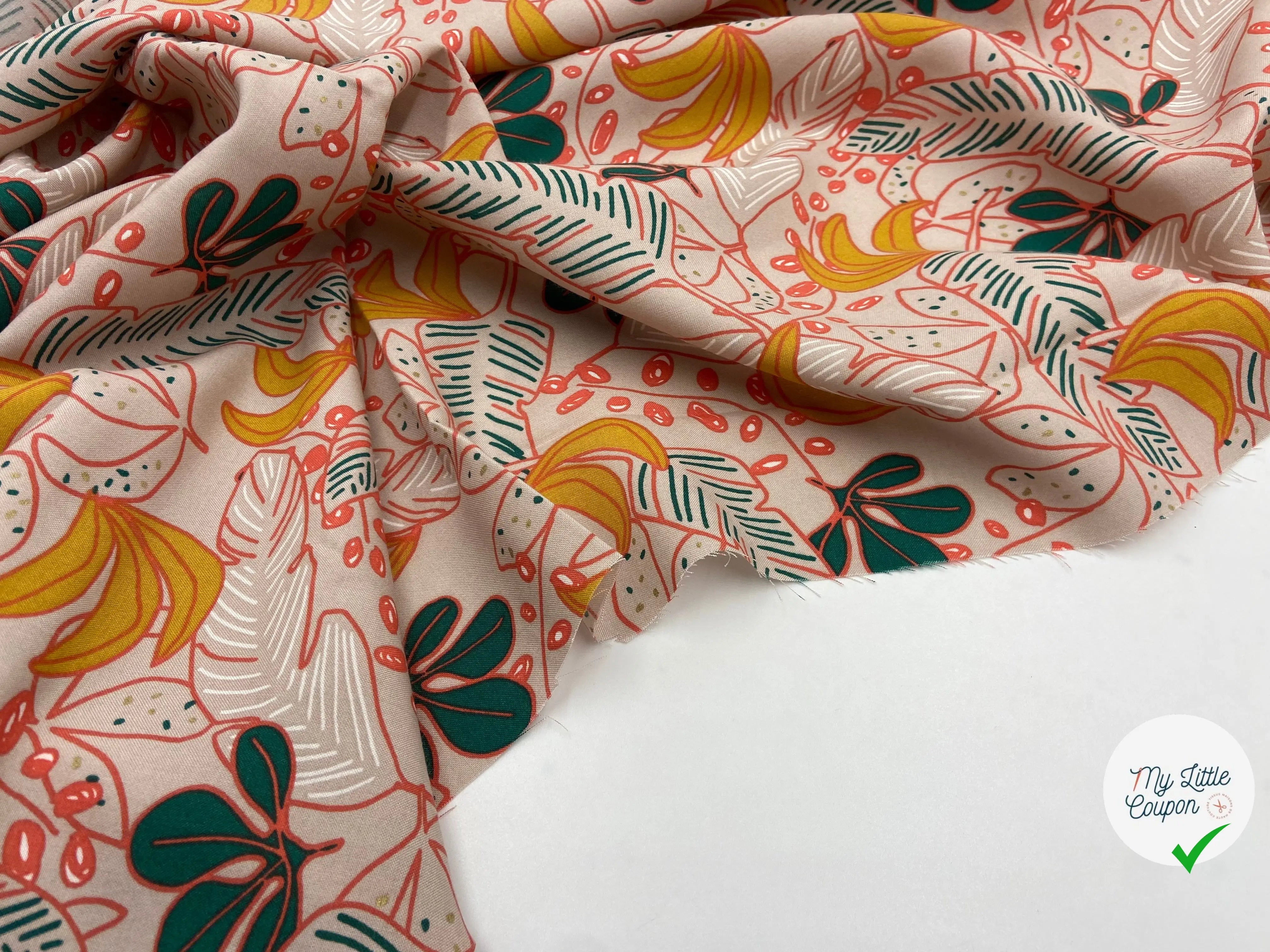 VISCOSE IMPRIMÉE FEUILLES DE BANANIER - My Little Coupon - tissu - coudre
