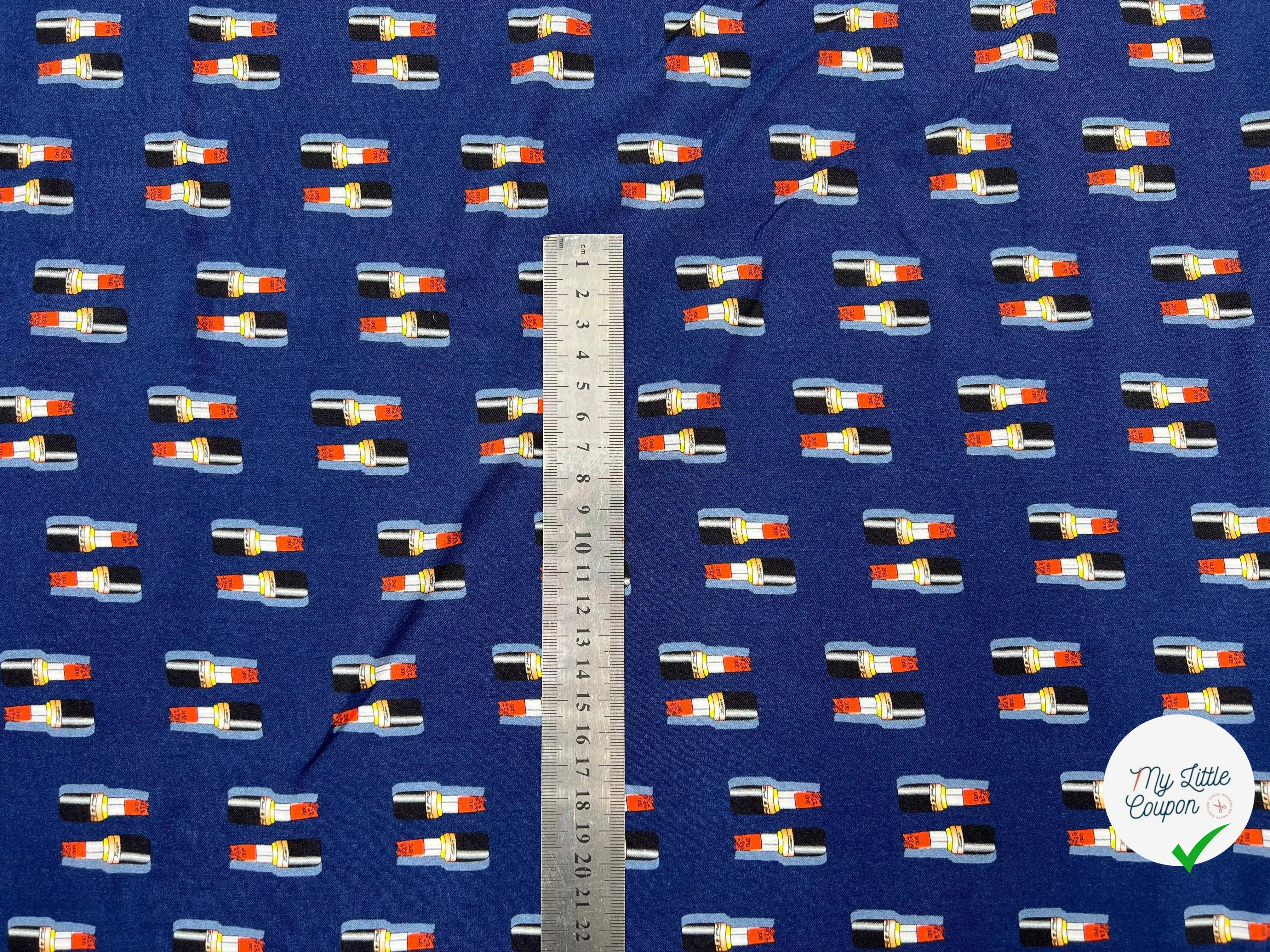 VISCOSE IMPRIMÉE LIPSTICK FOND MARINE - My Little Coupon - tissu - coudre