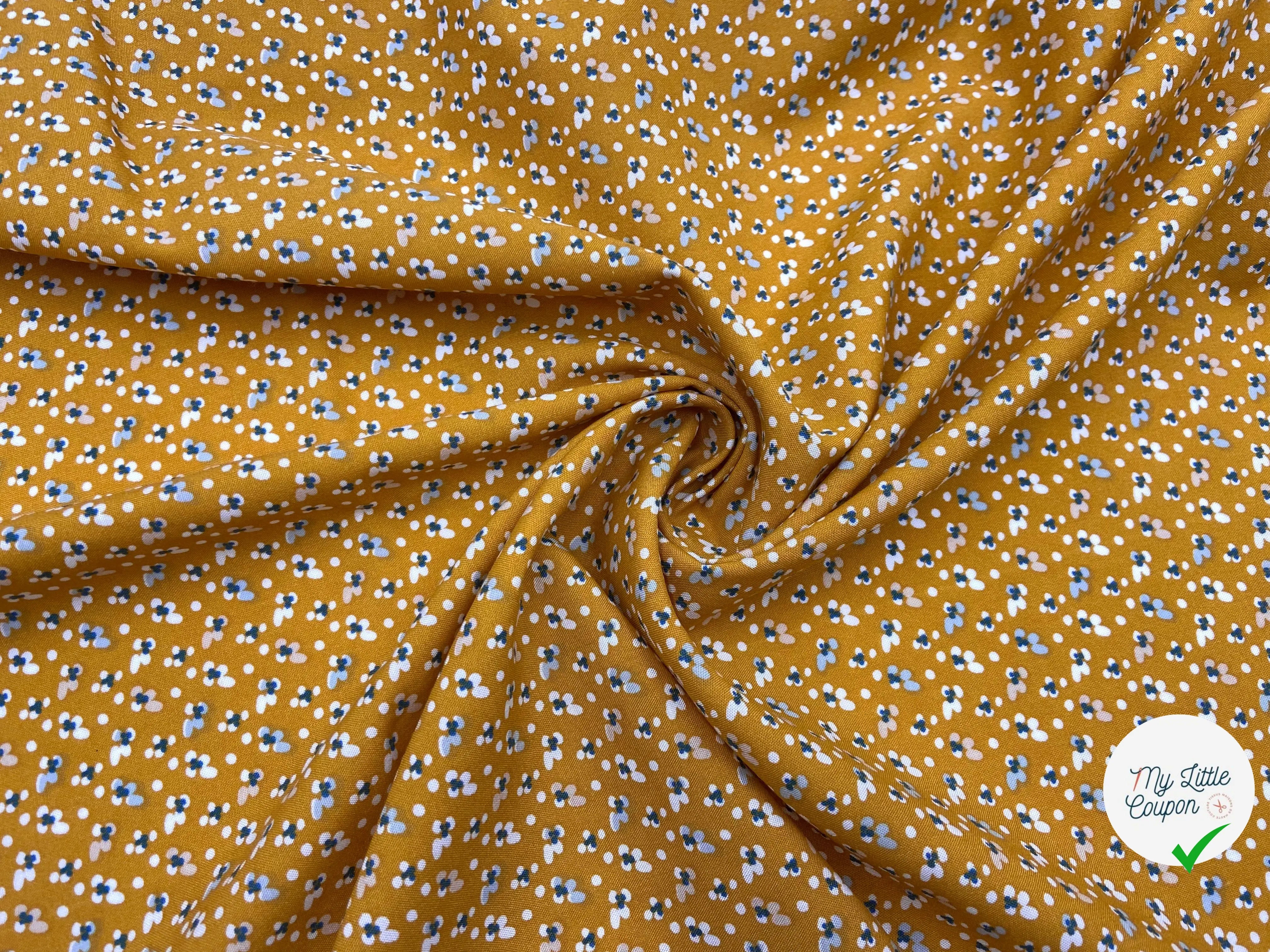 VISCOSE IMPRIMÉE LITTLE FLOWER FOND OCRE - My Little Coupon - tissu - coudre