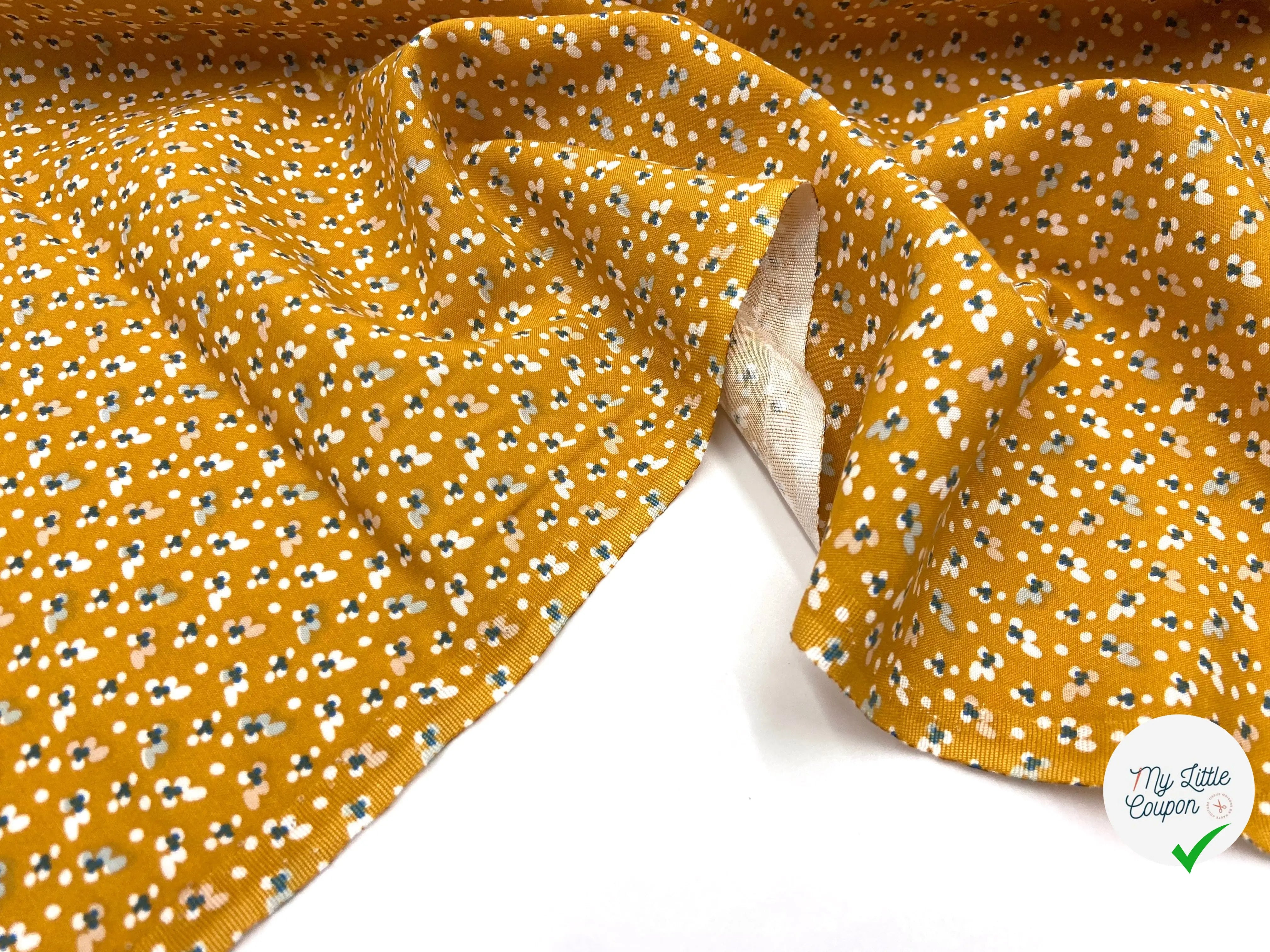 VISCOSE IMPRIMÉE LITTLE FLOWER FOND OCRE - My Little Coupon - tissu - coudre
