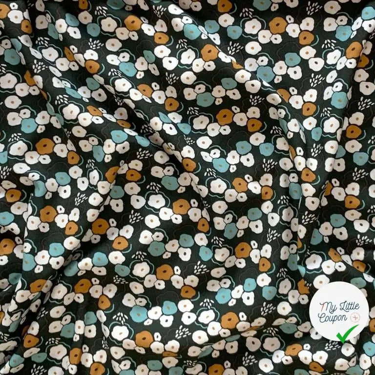 VISCOSE IMPRIMÉE PARTERRE DE FLEURS FOND NOIR - My Little Coupon - tissu - coudre