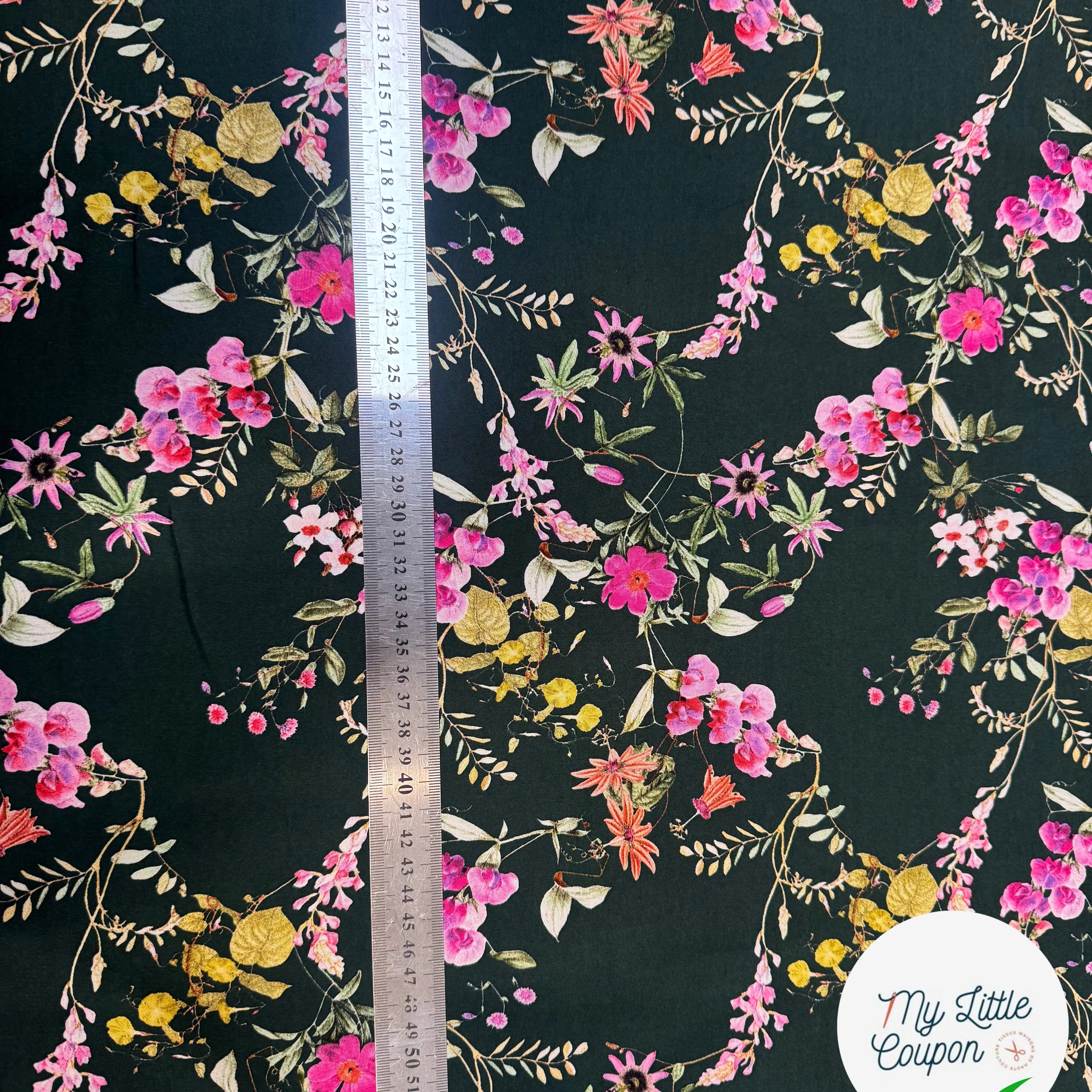 VISCOSE IMPRIMÉE VERTE FLORALE PRINTEMPS - My Little Coupon