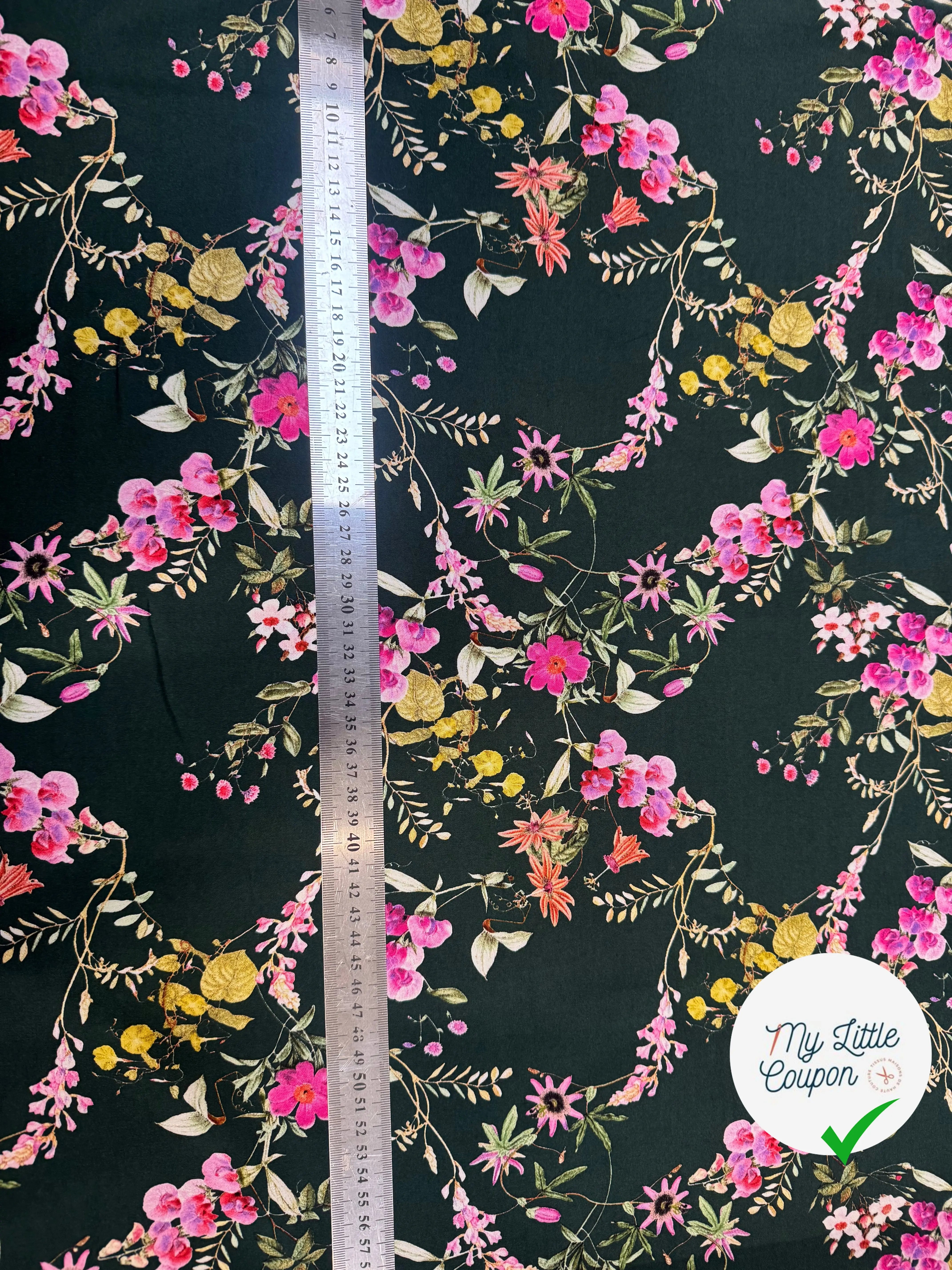 VISCOSE IMPRIMÉE VERTE FLORALE PRINTEMPS - My Little Coupon