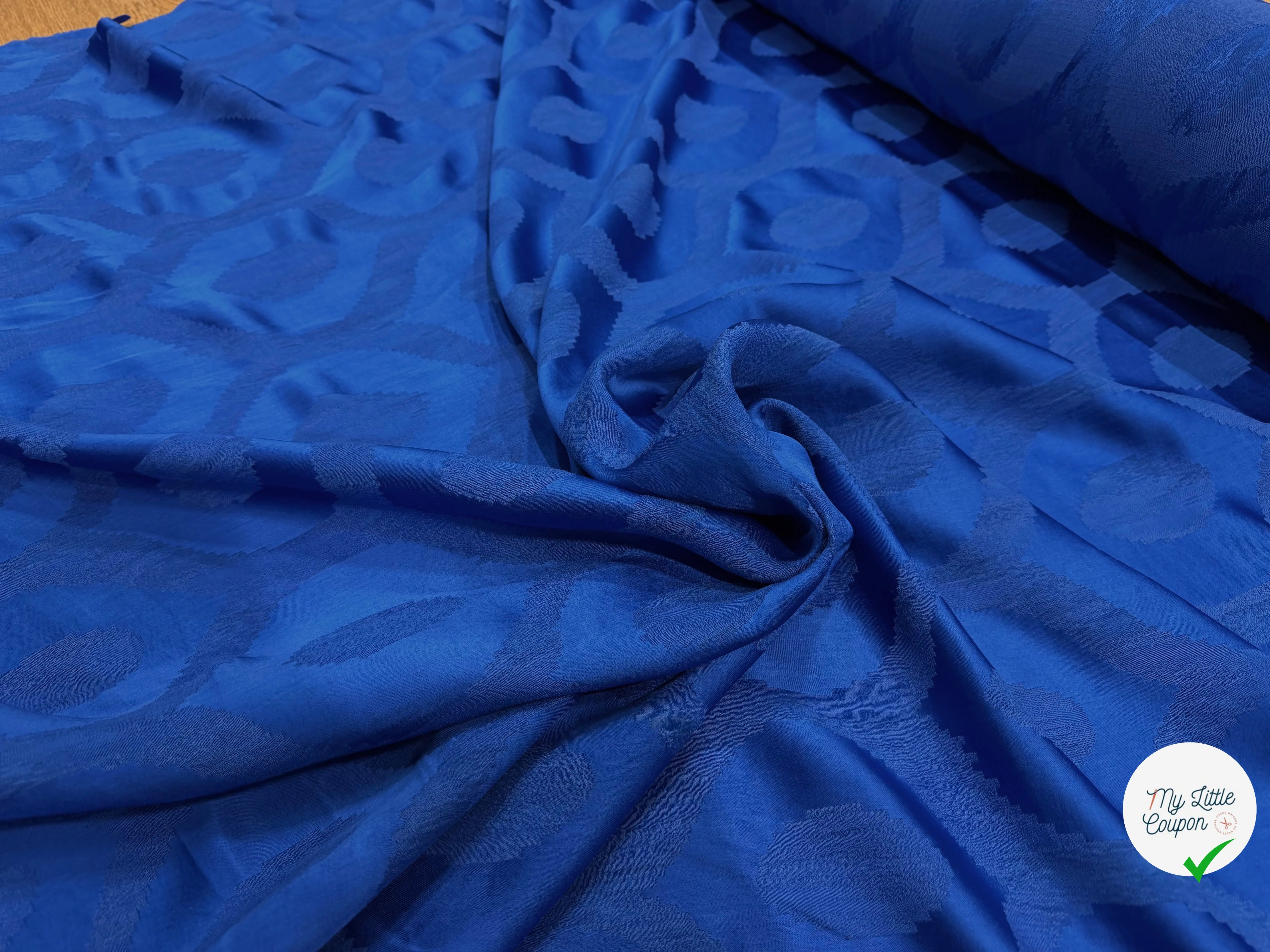VISCOSE JACQUARD BLEU RAMI COTON ITALIE - My Little Coupon