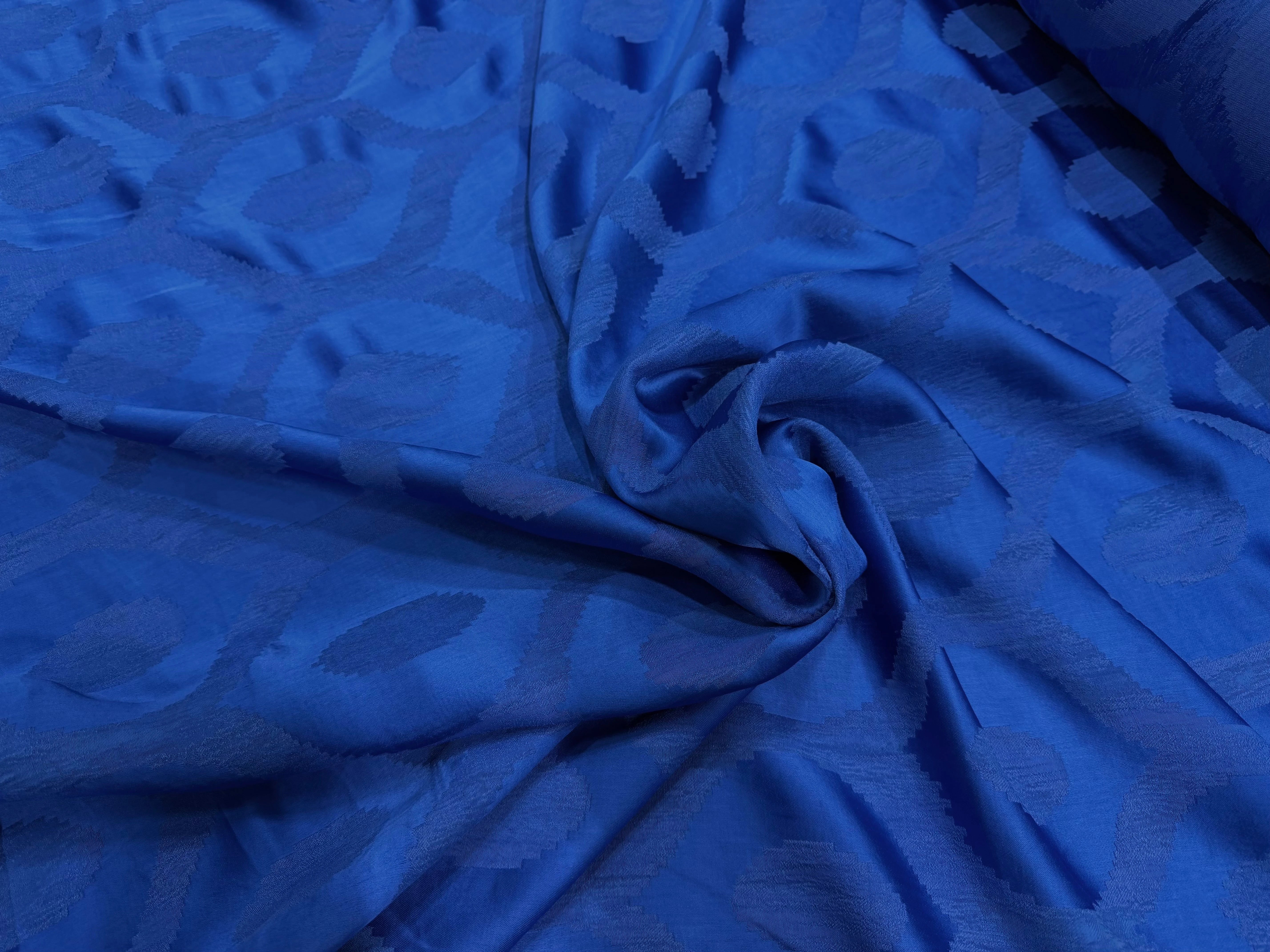 VISCOSE JACQUARD BLEU RAMI COTON ITALIE - My Little Coupon