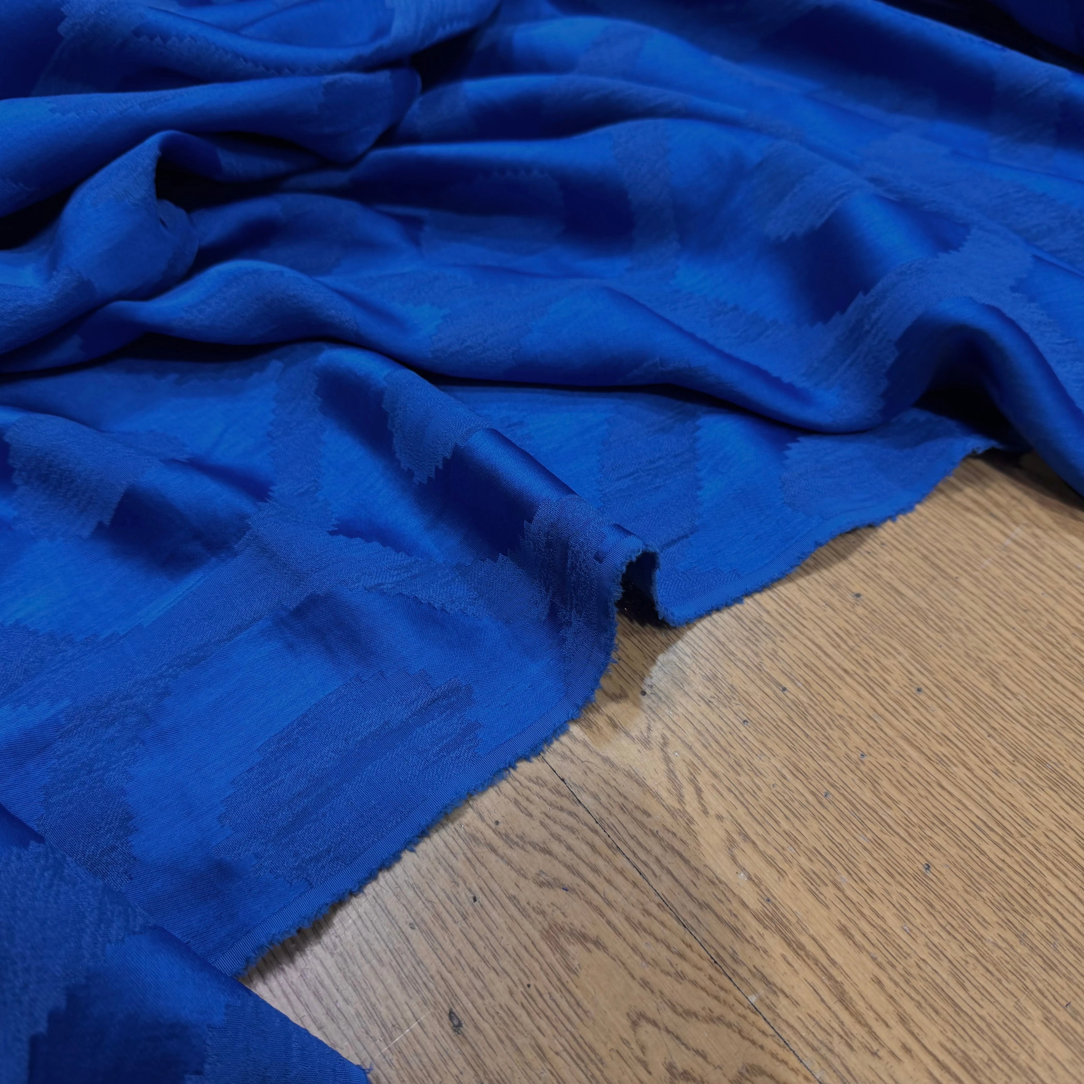 VISCOSE JACQUARD BLEU RAMI COTON ITALIE - My Little Coupon