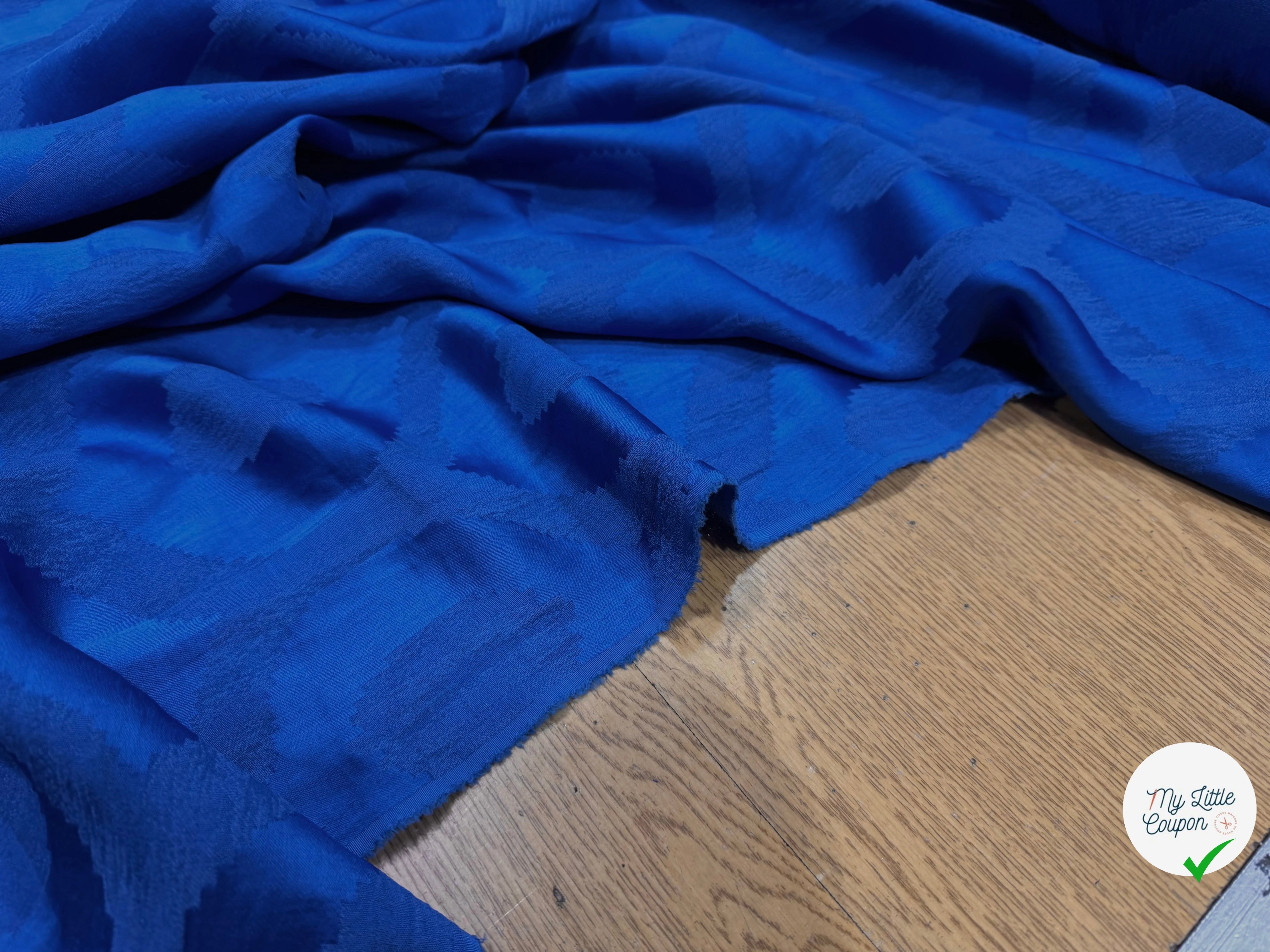 VISCOSE JACQUARD BLEU RAMI COTON ITALIE - My Little Coupon