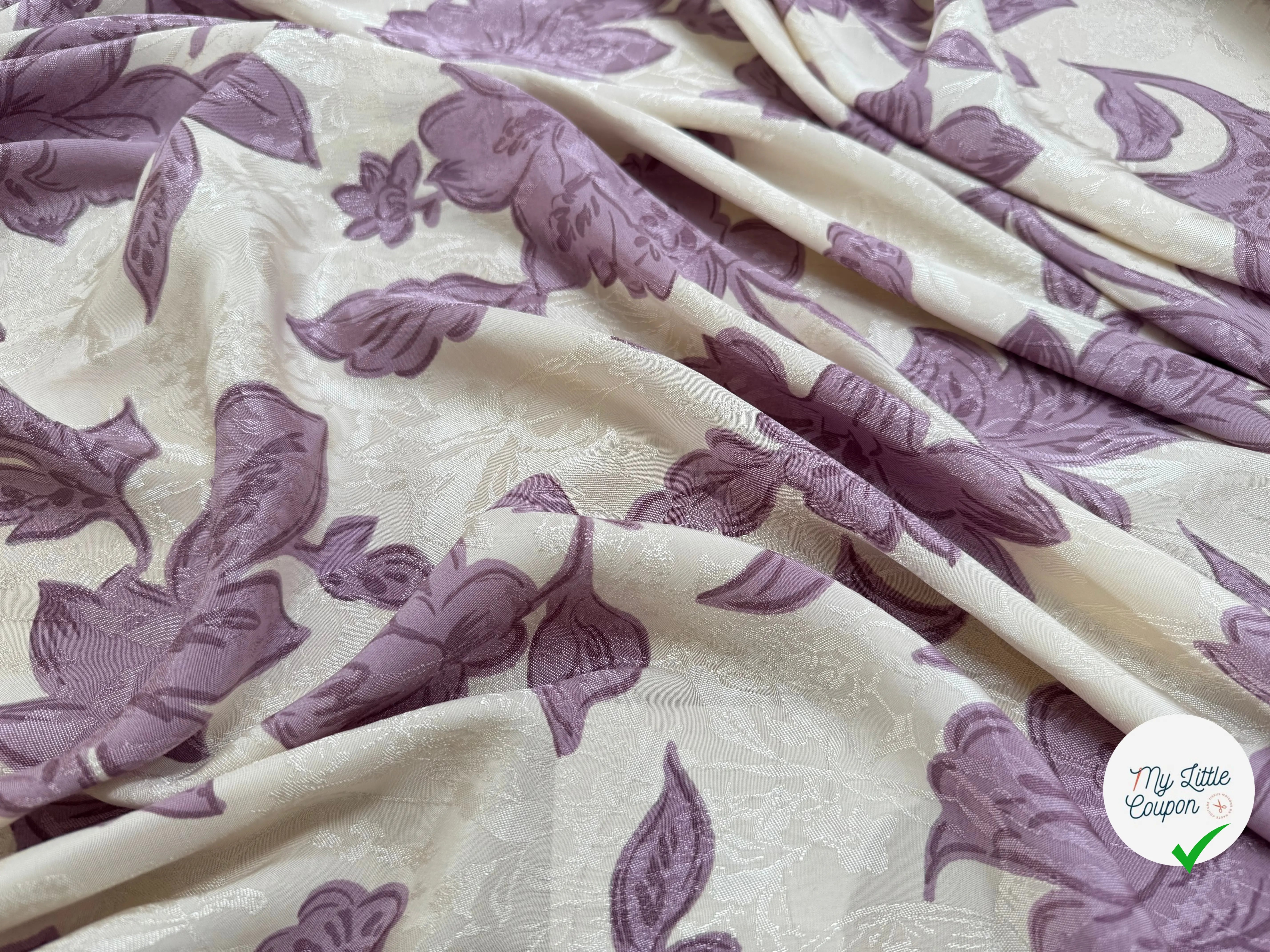 VISCOSE JACQUARD MOTIF FLEURS VIOLET ECOVERO - My Little Coupon