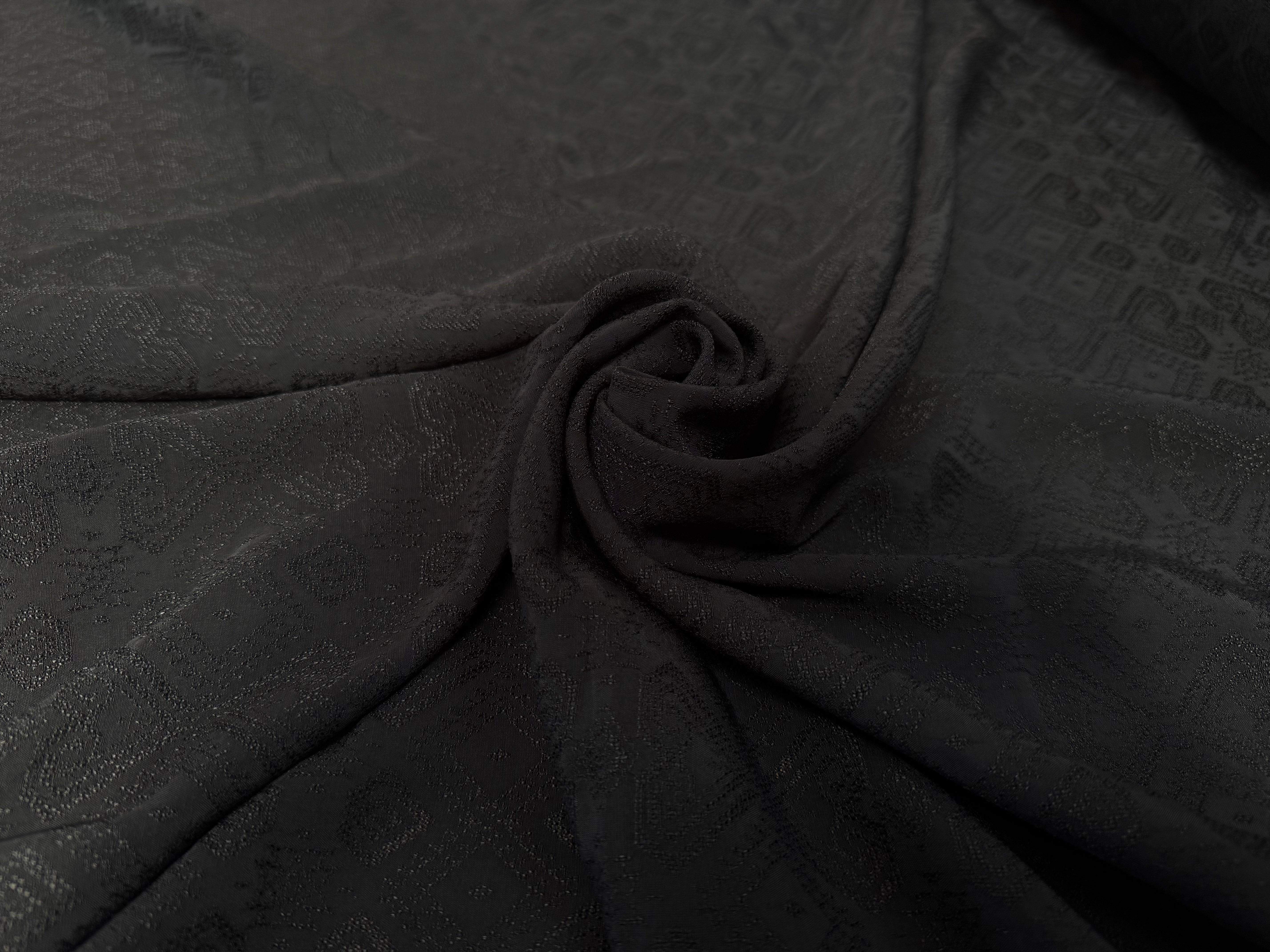 VISCOSE JACQUARD NOIR MOTIFS TONS SUR TONS BRILLANTS - My Little Coupon