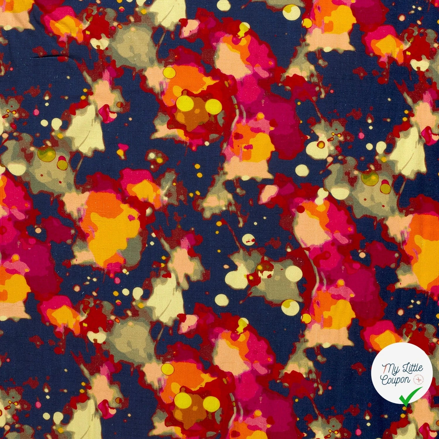 VISCOSE LIN CHAINE ET TRAME ABSTRAIT BLEU MARINE - My Little Coupon