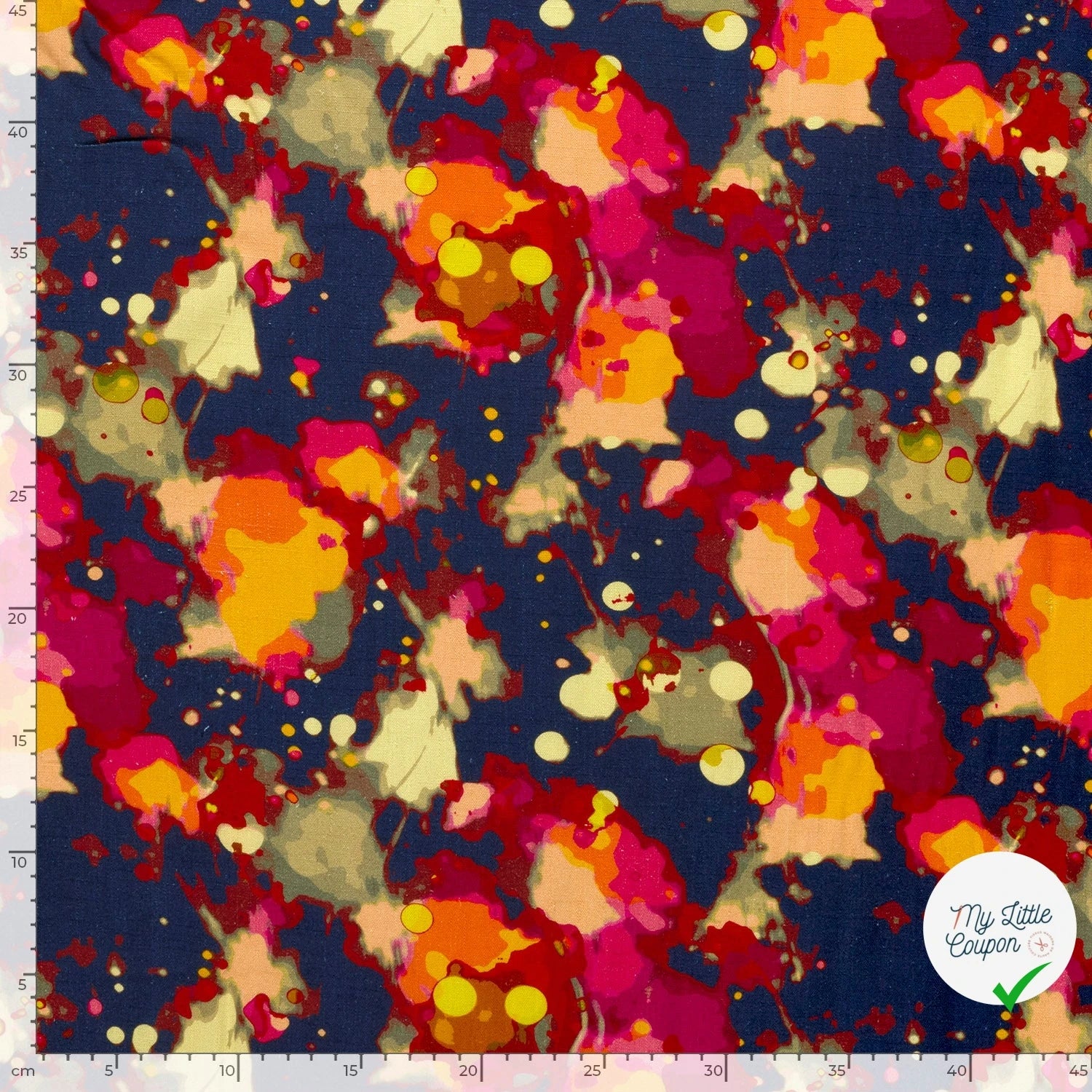 VISCOSE LIN CHAINE ET TRAME ABSTRAIT BLEU MARINE - My Little Coupon