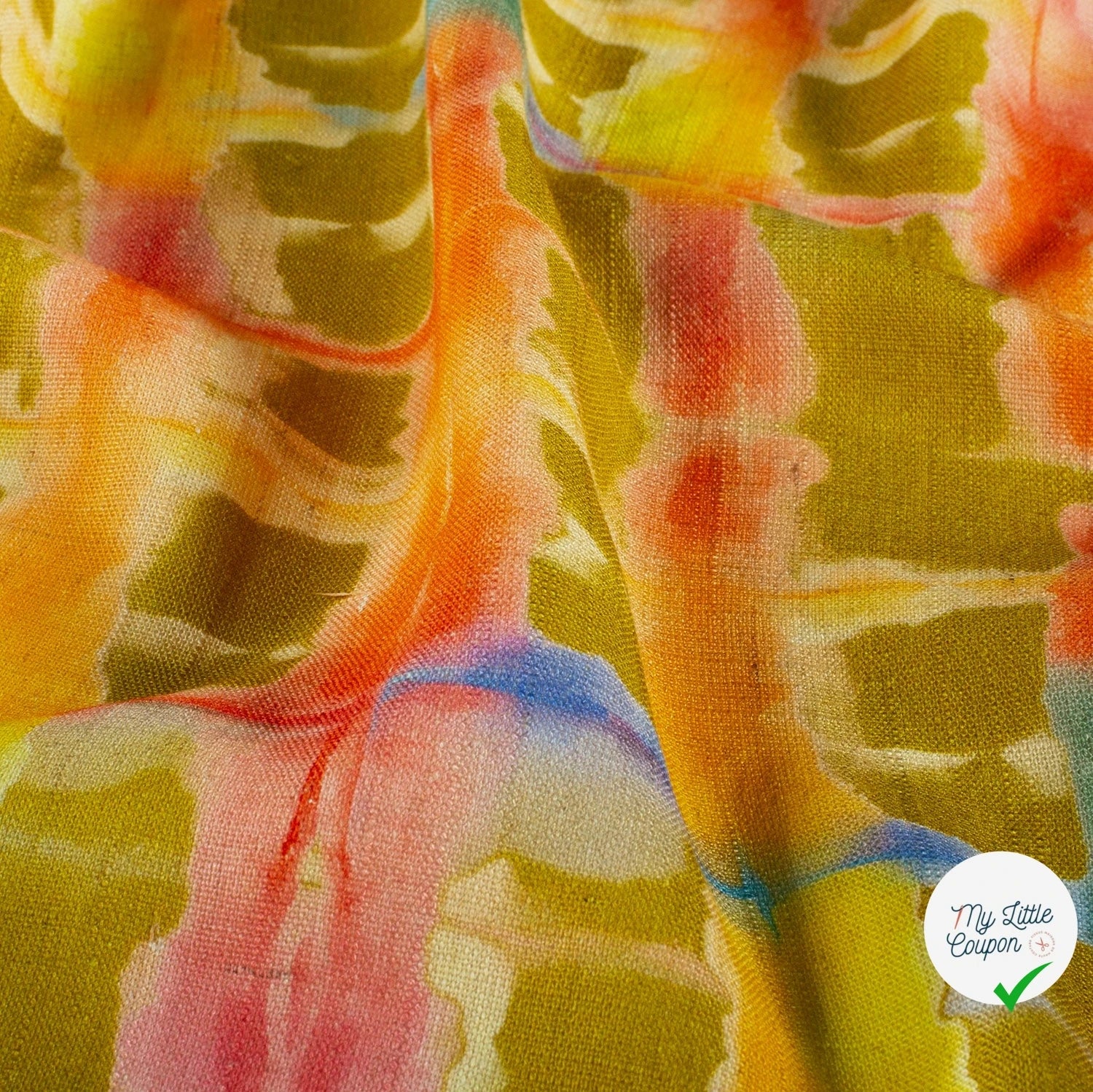 VISCOSE LIN CHAINE ET TRAME ABSTRAIT VERT CITRON - My Little Coupon