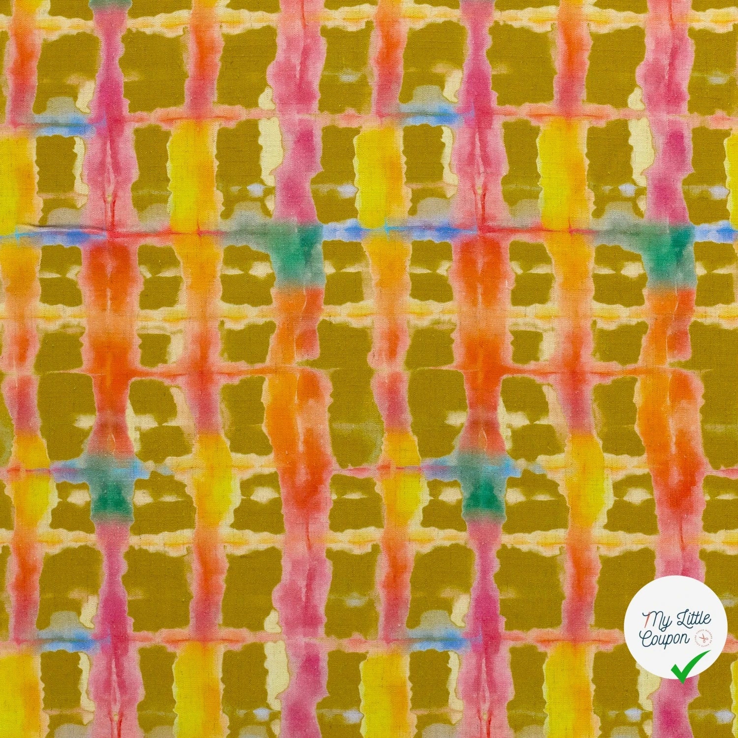 VISCOSE LIN CHAINE ET TRAME ABSTRAIT VERT CITRON - My Little Coupon