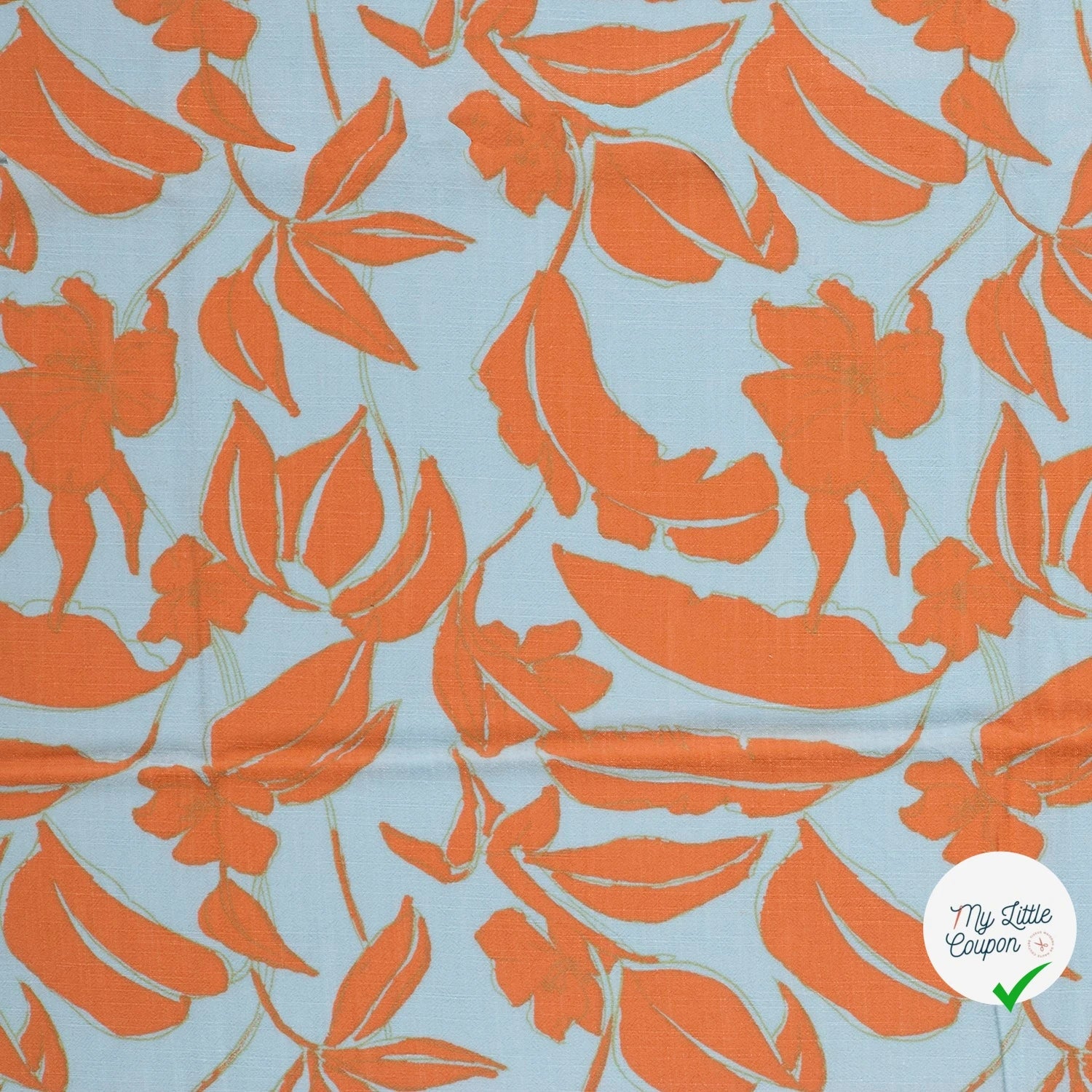 VISCOSE LIN CHAINE ET TRAME FLEURS BLEU CLAIR - My Little Coupon