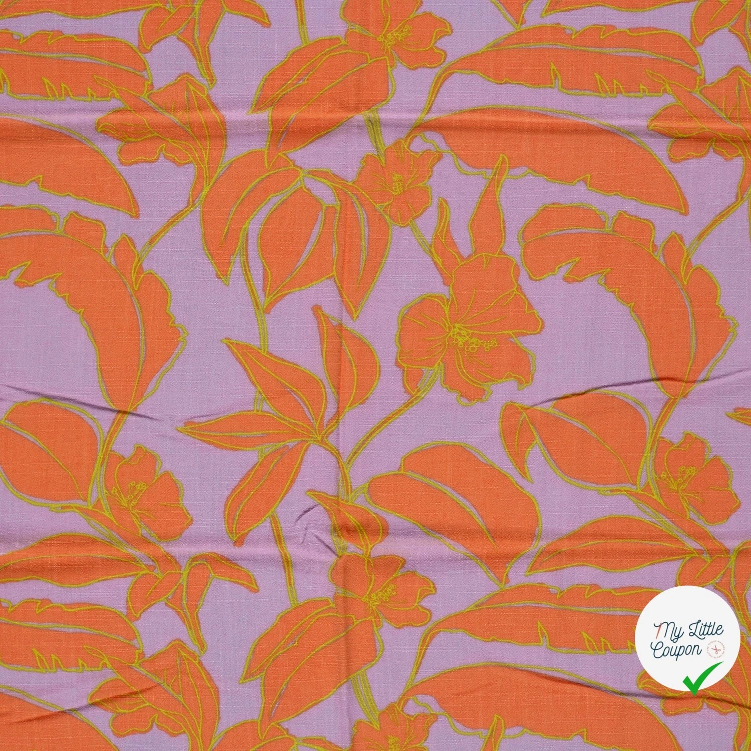 VISCOSE LIN CHAINE ET TRAME FLEURS LILAS - My Little Coupon