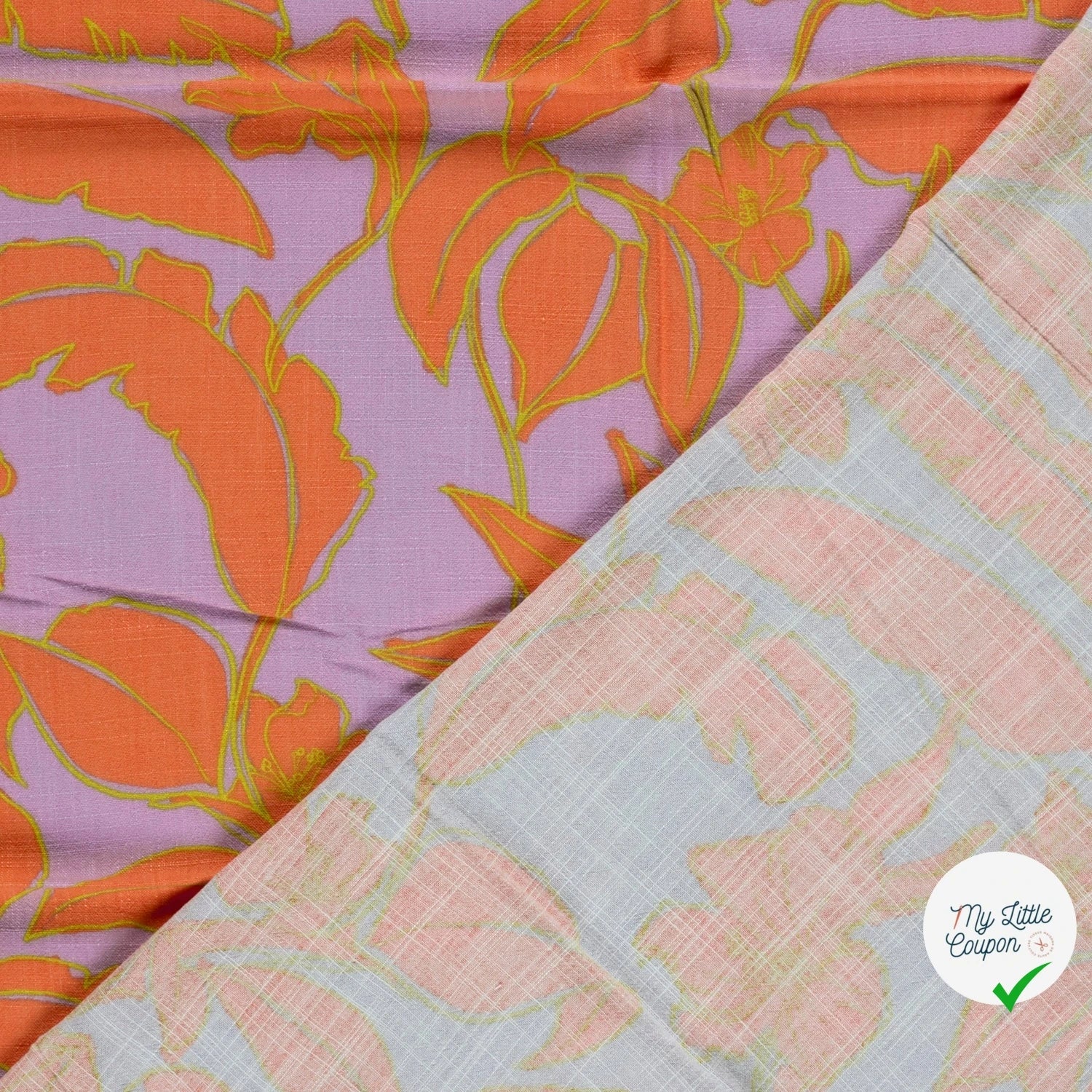 VISCOSE LIN CHAINE ET TRAME FLEURS LILAS - My Little Coupon