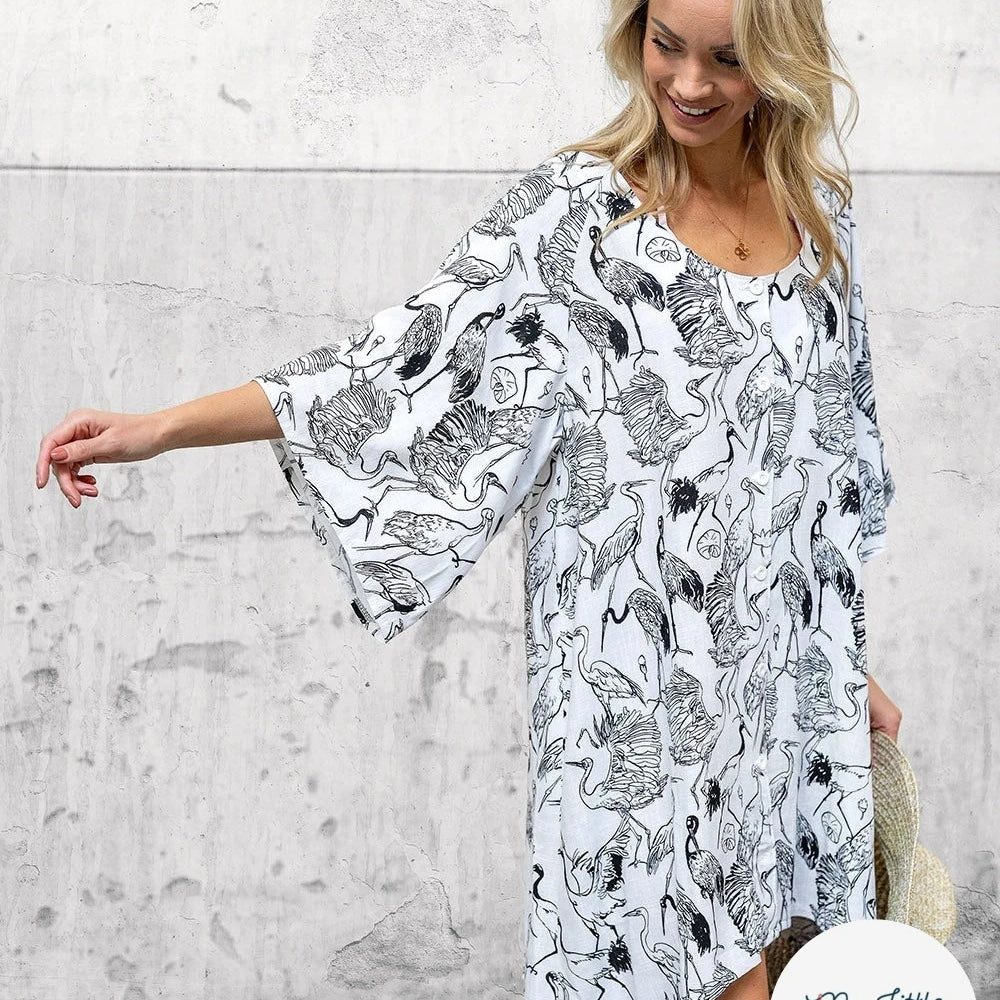 VISCOSE LIN CHAINE ET TRAME OISEAUX BLANC - My Little Coupon