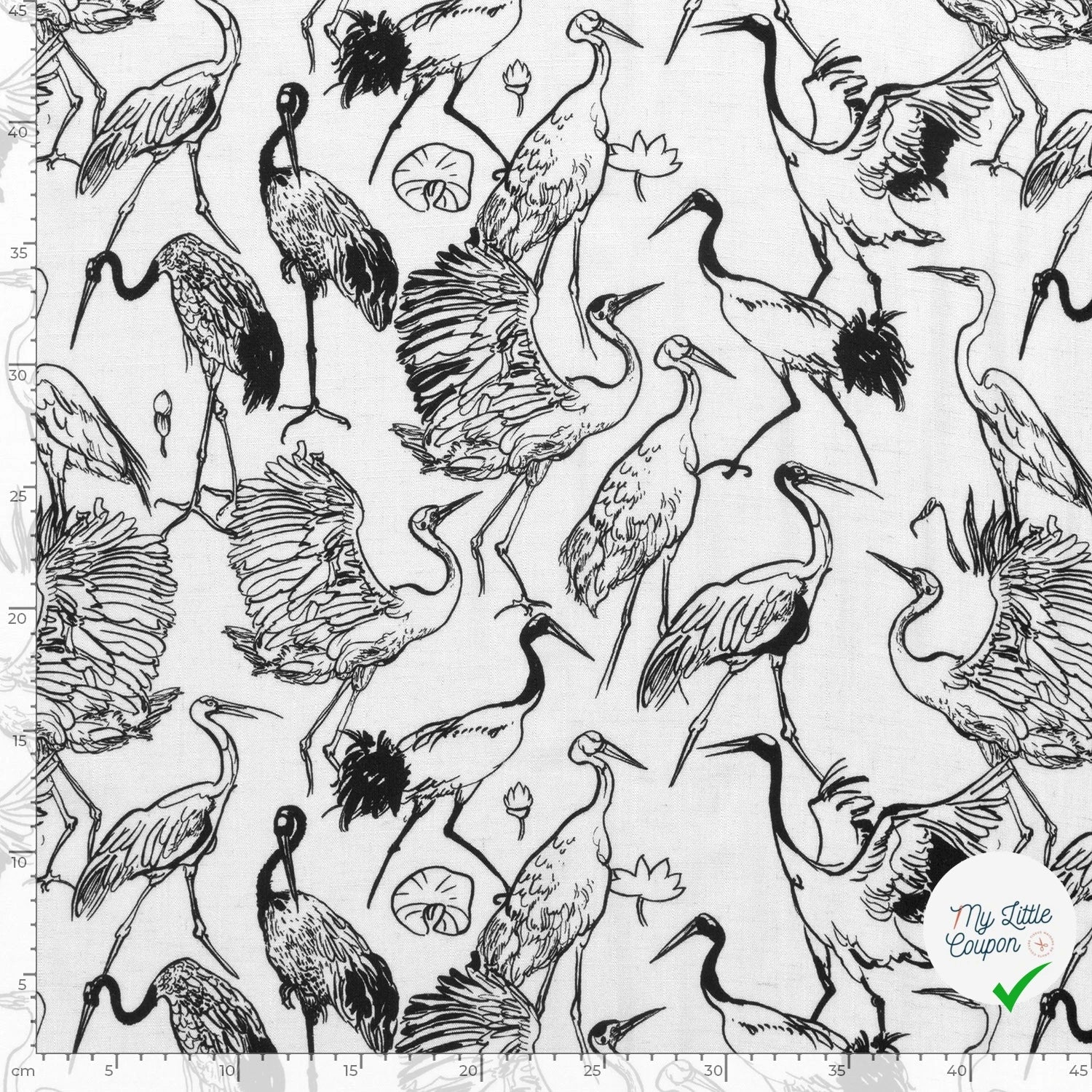 VISCOSE LIN CHAINE ET TRAME OISEAUX BLANC - My Little Coupon