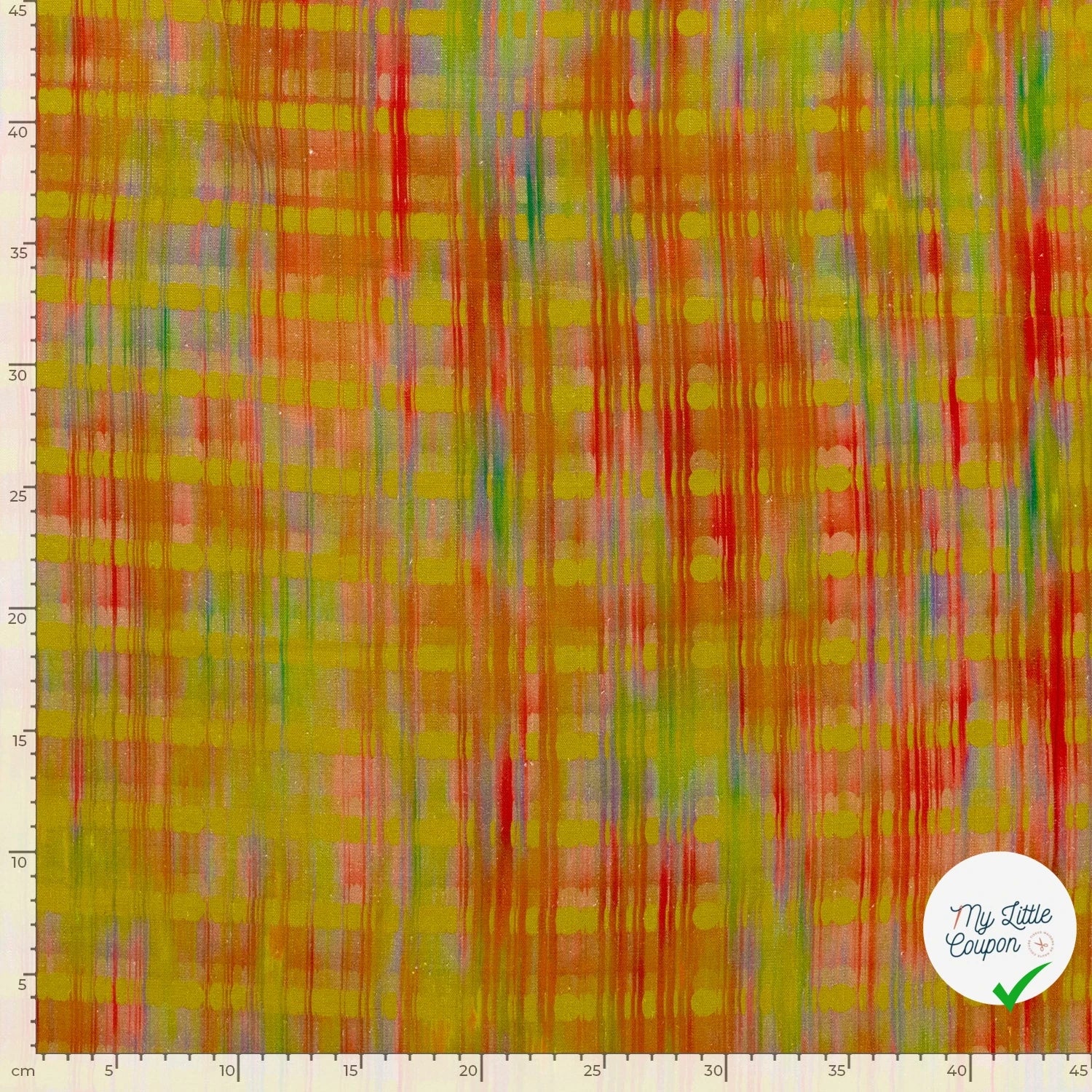 VISCOSE LIN CHAINE ET TRAME TISSU IMPRIMÉ ABSTRAIT VERT CITRON - My Little Coupon