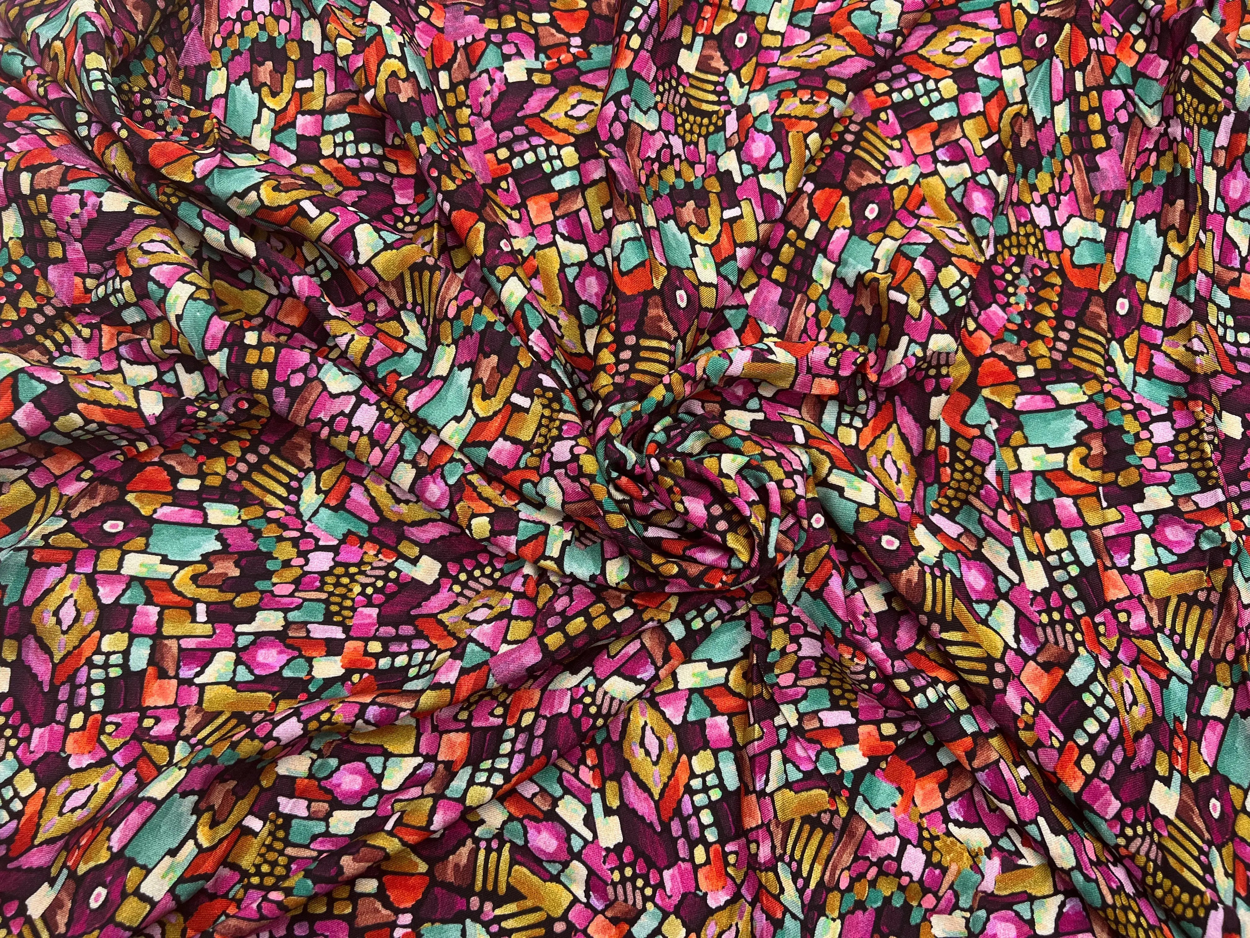 VISCOSE MOSAÏQUE BYZANTINE DE ROSE - coupon de tissu de 1 mètre 60 - My Little Coupon - tissu - coudre