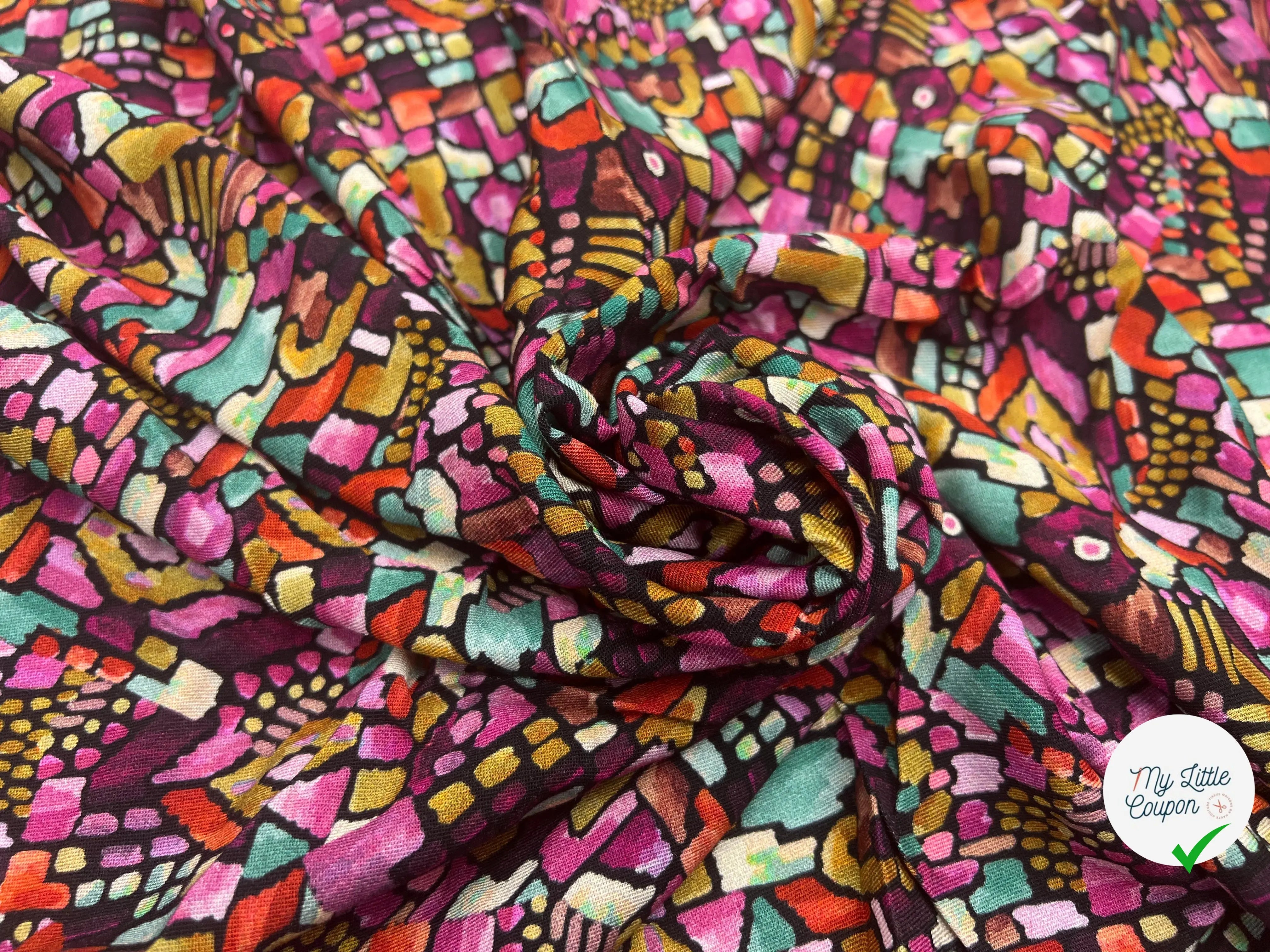 VISCOSE MOSAÏQUE BYZANTINE DE ROSE - coupon de tissu de 1 mètre 60 - My Little Coupon - tissu - coudre