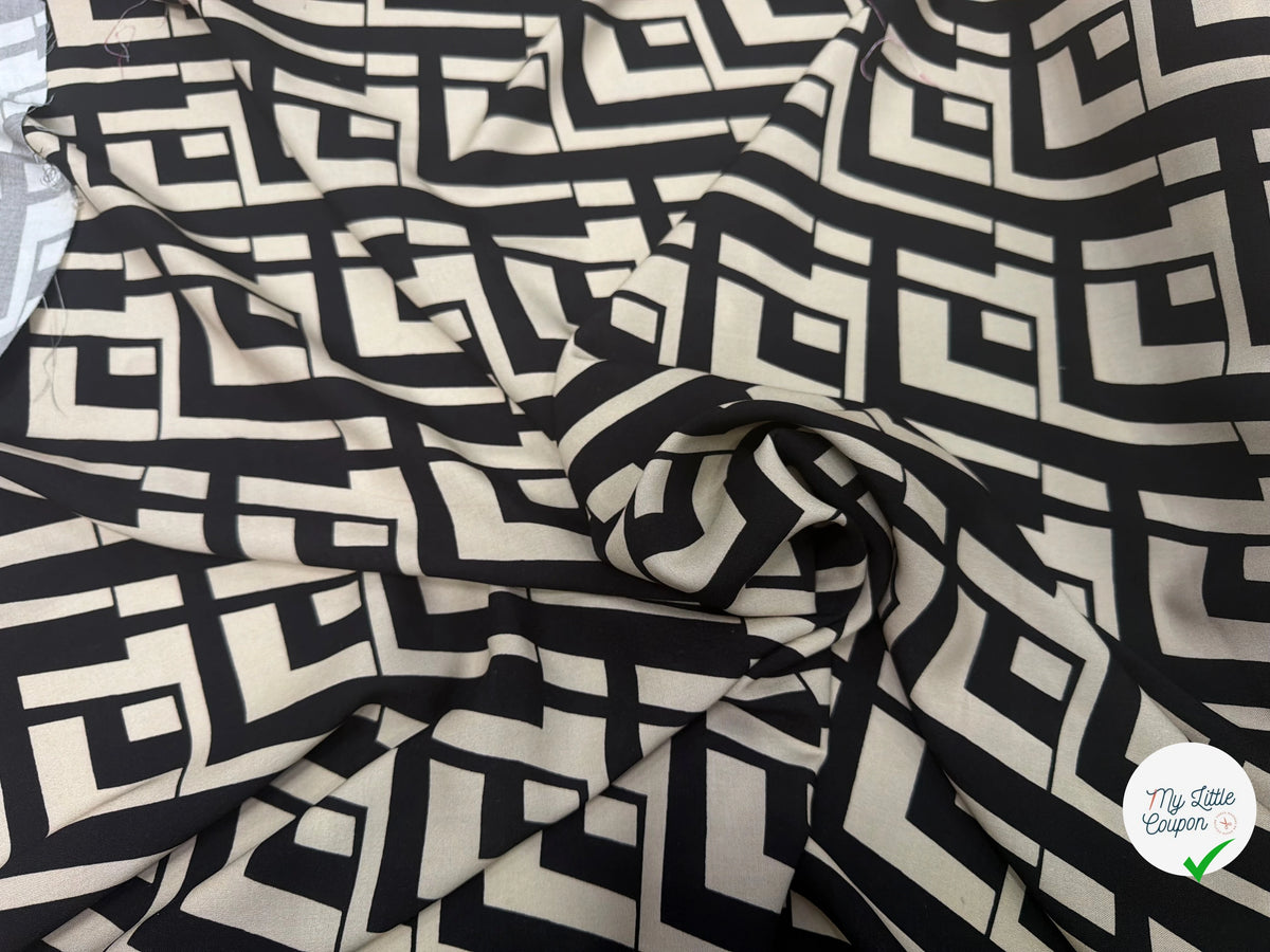 VISCOSE OPTIQUE NOIR ET CRÈME FONCÉ 140 CM - My Little Coupon