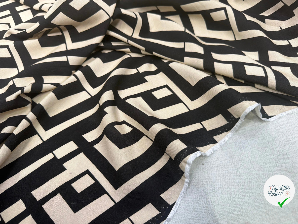 VISCOSE OPTIQUE NOIR ET CRÈME FONCÉ 140 CM - My Little Coupon