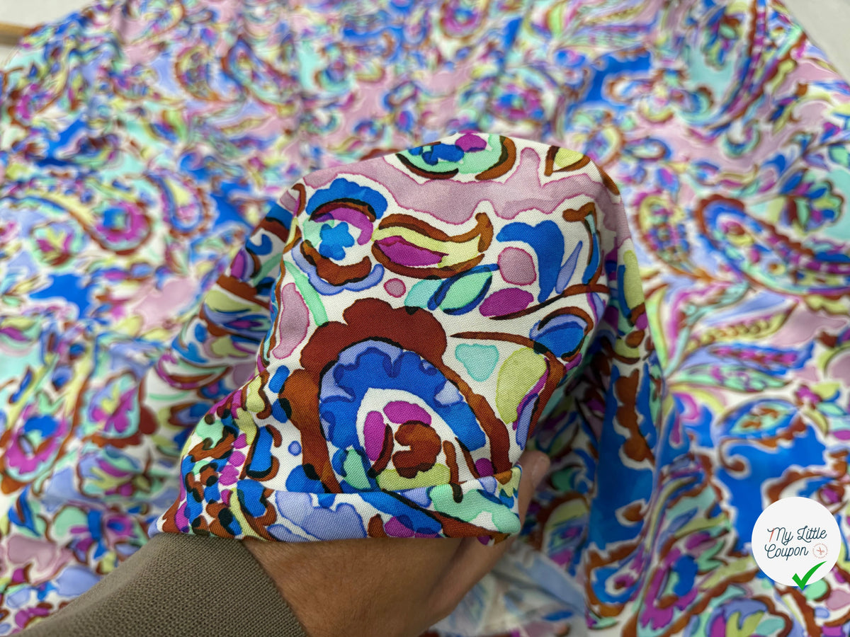 VISCOSE PAISLEY BLEU MULTICO 140 CM - My Little Coupon