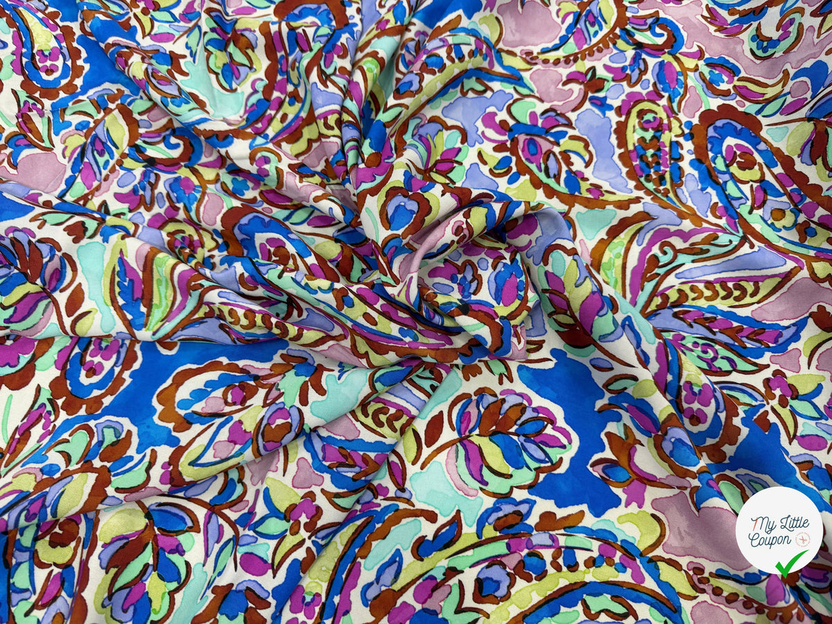 VISCOSE PAISLEY BLEU MULTICO 140 CM - My Little Coupon