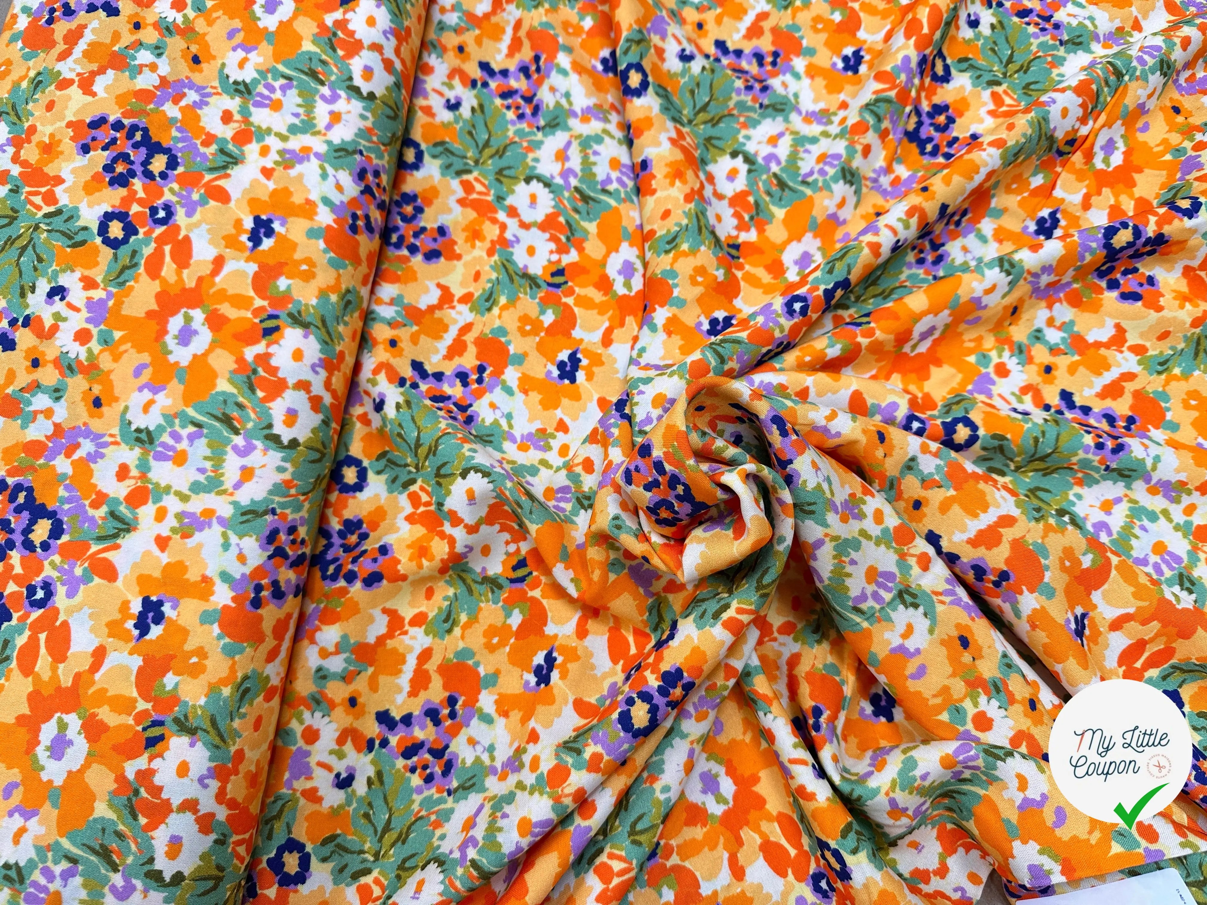 VISCOSE SILENE ECRU / ORANGE - My Little Coupon