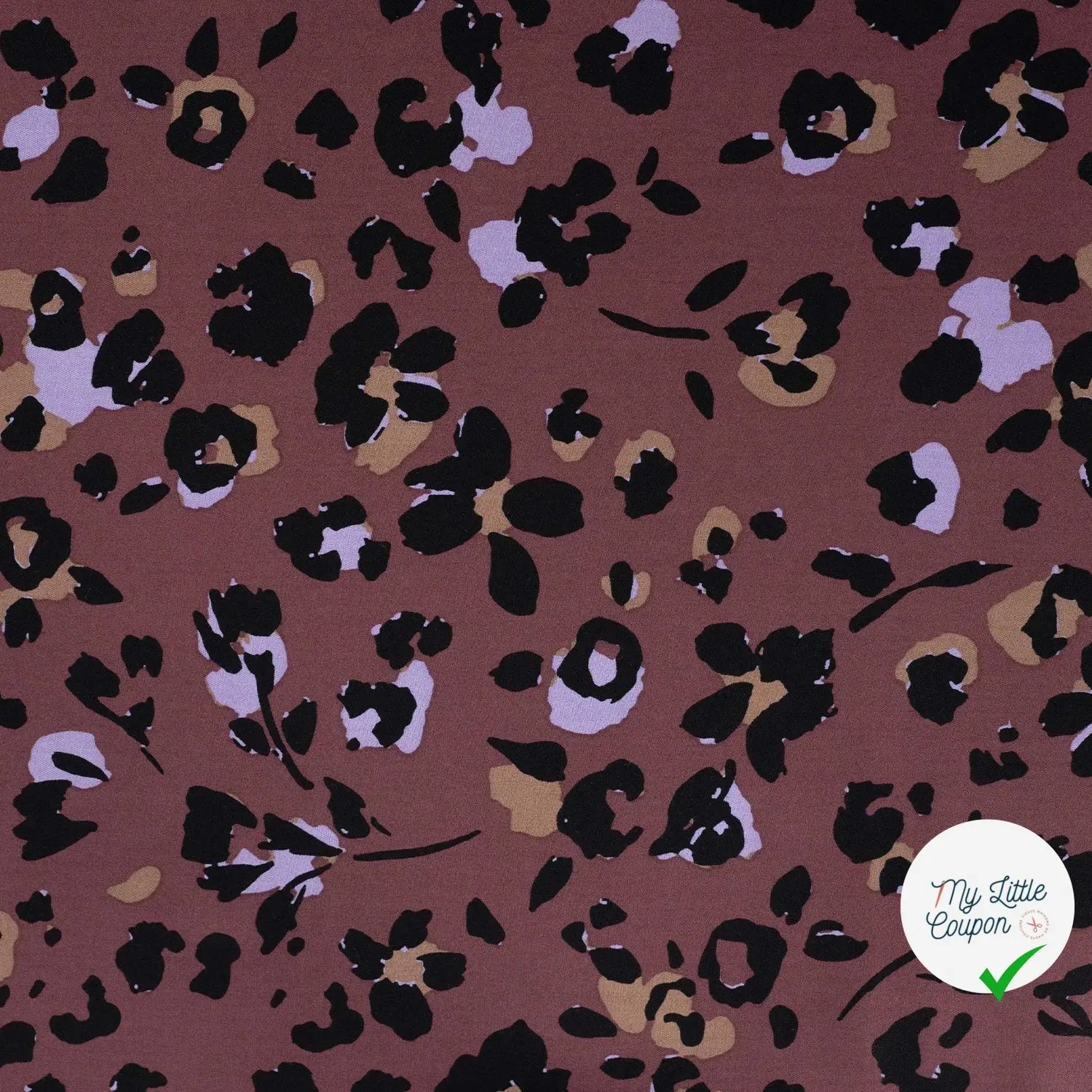 VISCOSE TWILL PRINT LEOPARD LILAC - BLACK - My Little Coupon