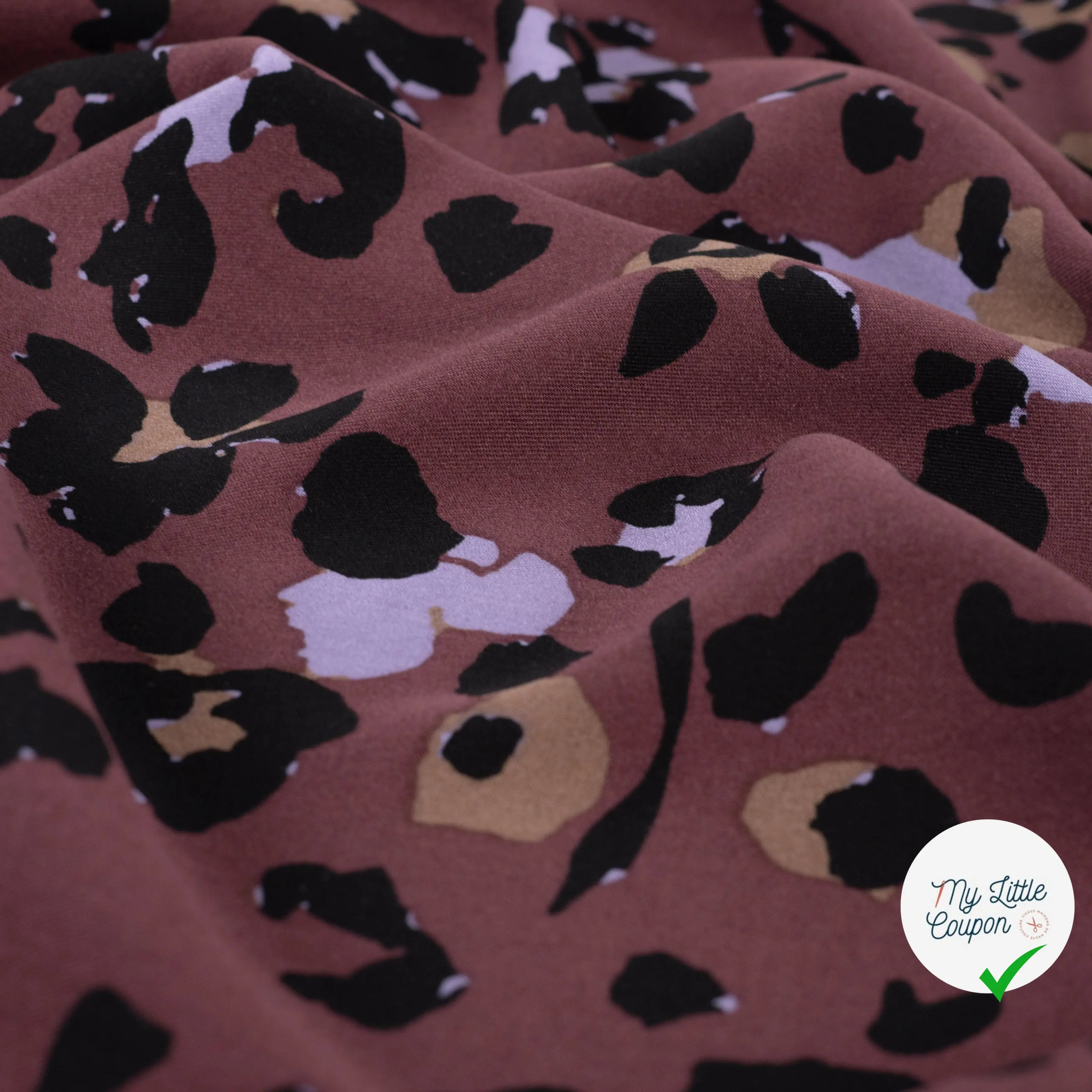 VISCOSE TWILL PRINT LEOPARD LILAC - BLACK - My Little Coupon