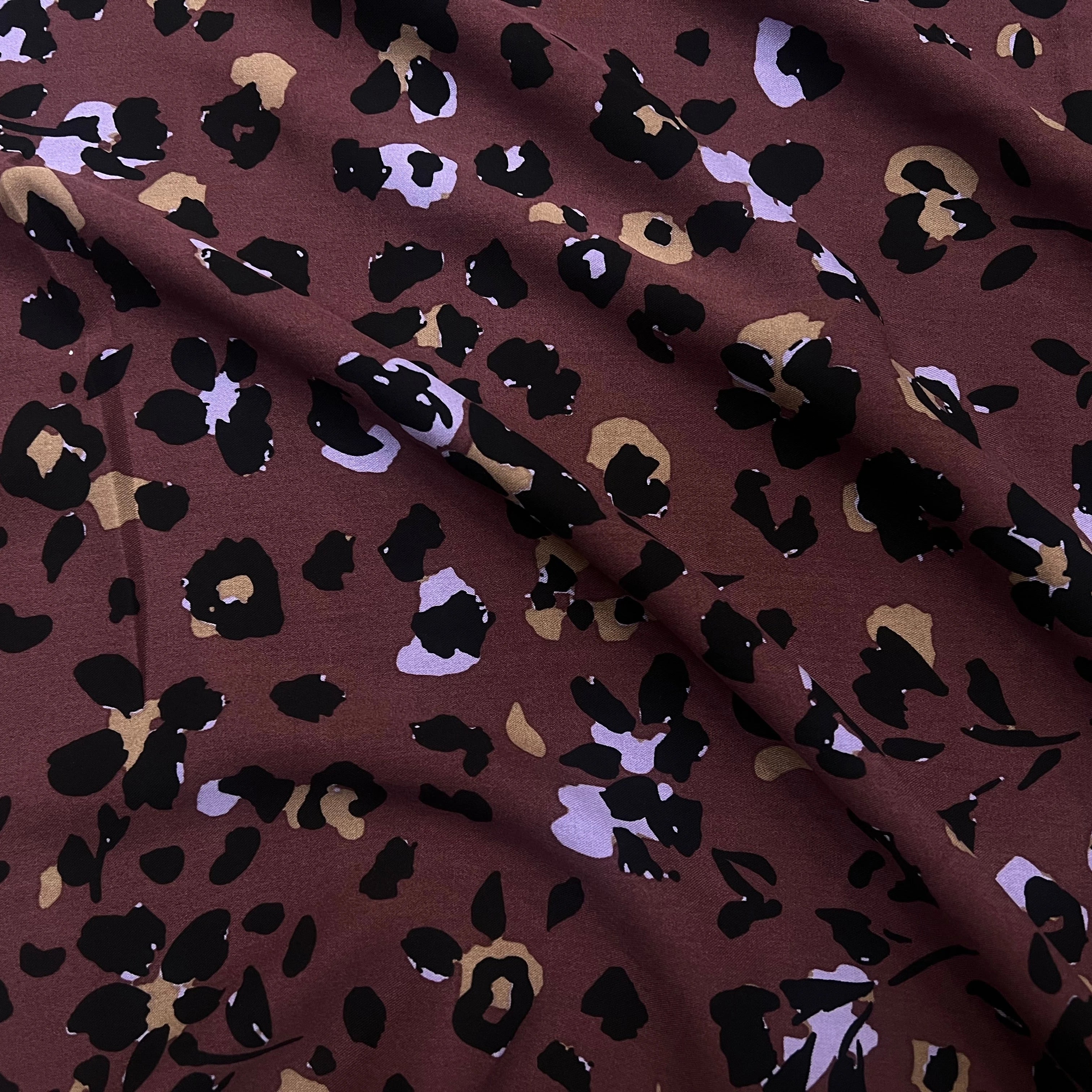 VISCOSE TWILL PRINT LEOPARD LILAC - BLACK - My Little Coupon