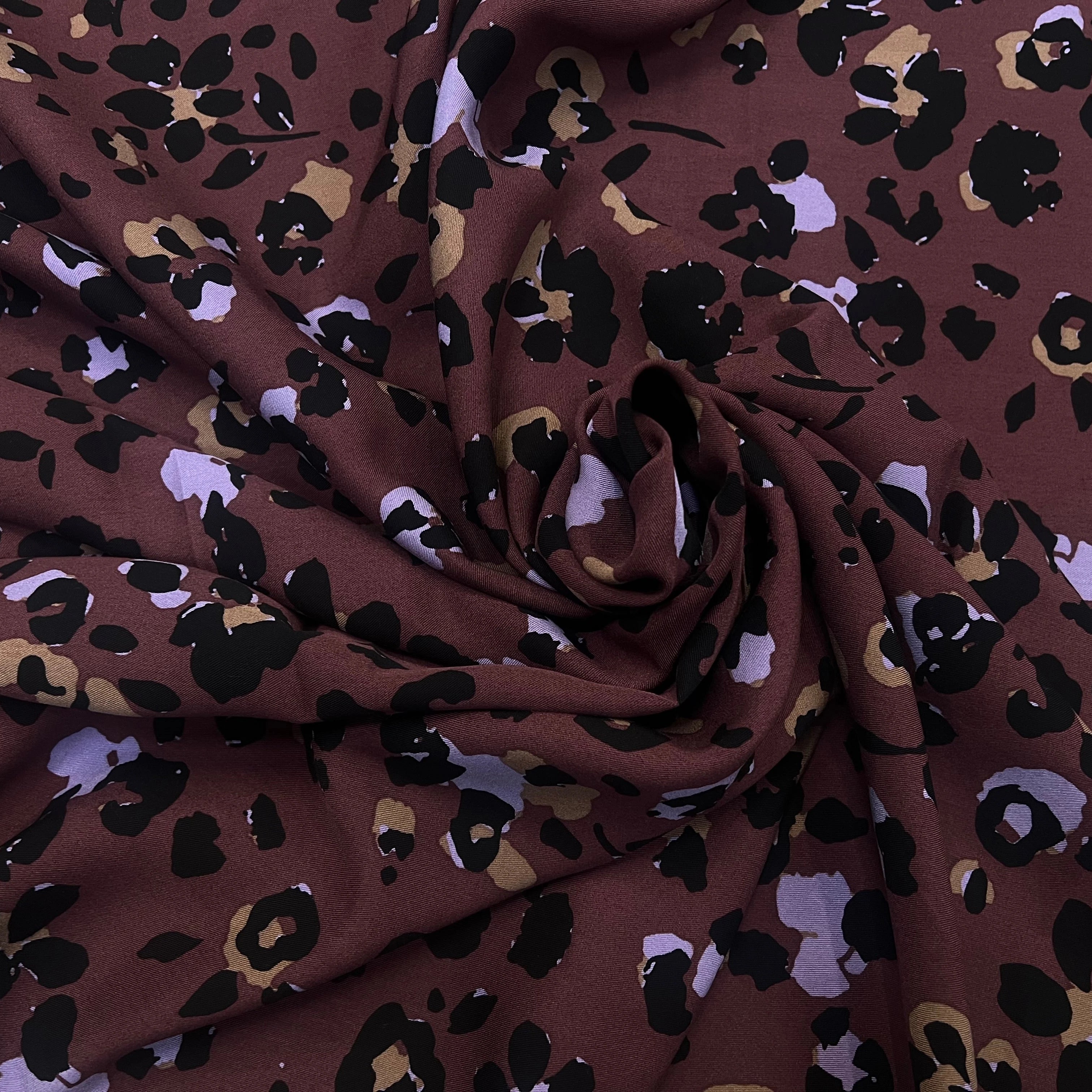 VISCOSE TWILL PRINT LEOPARD LILAC - BLACK - My Little Coupon