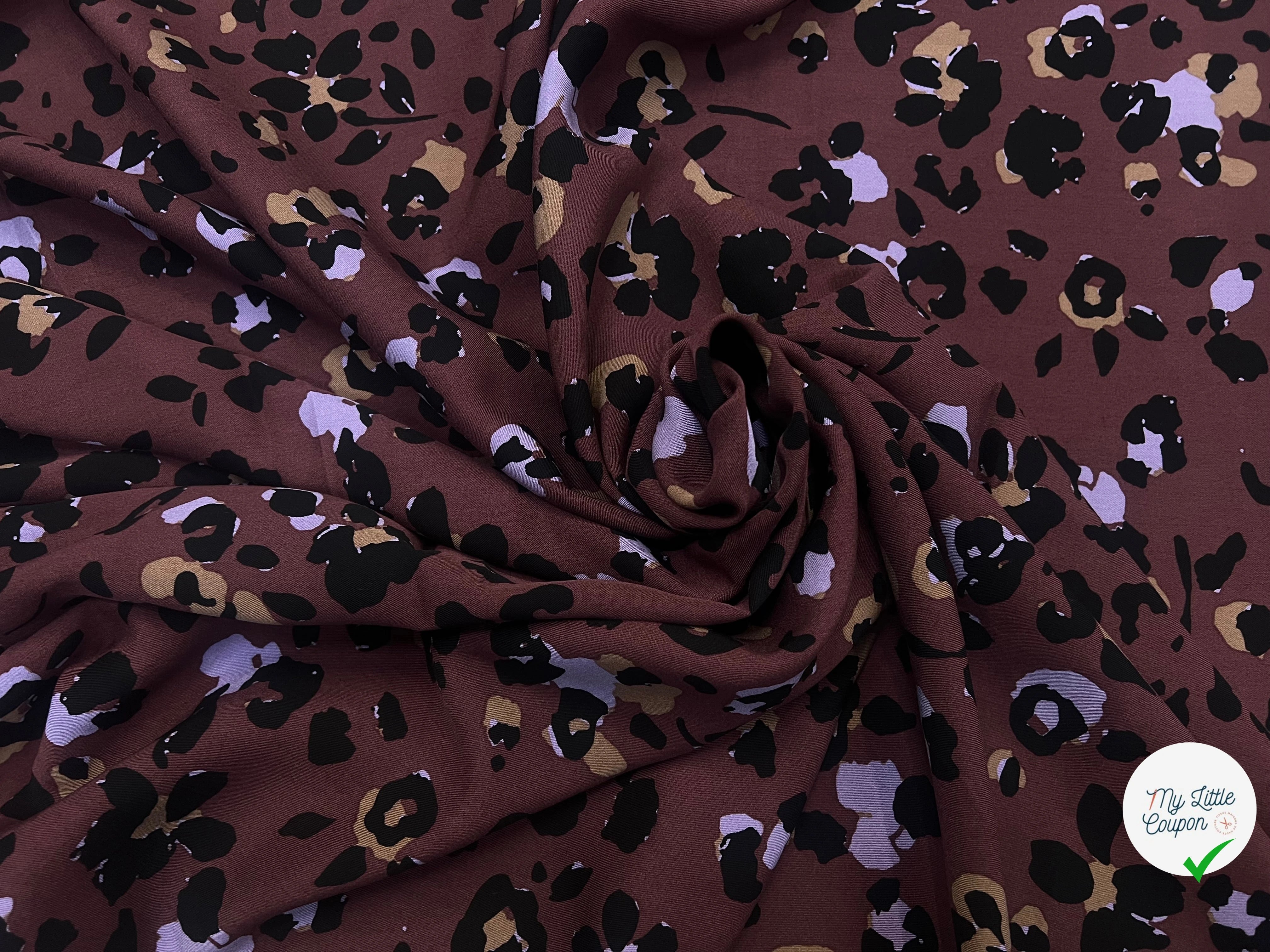 VISCOSE TWILL PRINT LEOPARD LILAC - BLACK - My Little Coupon