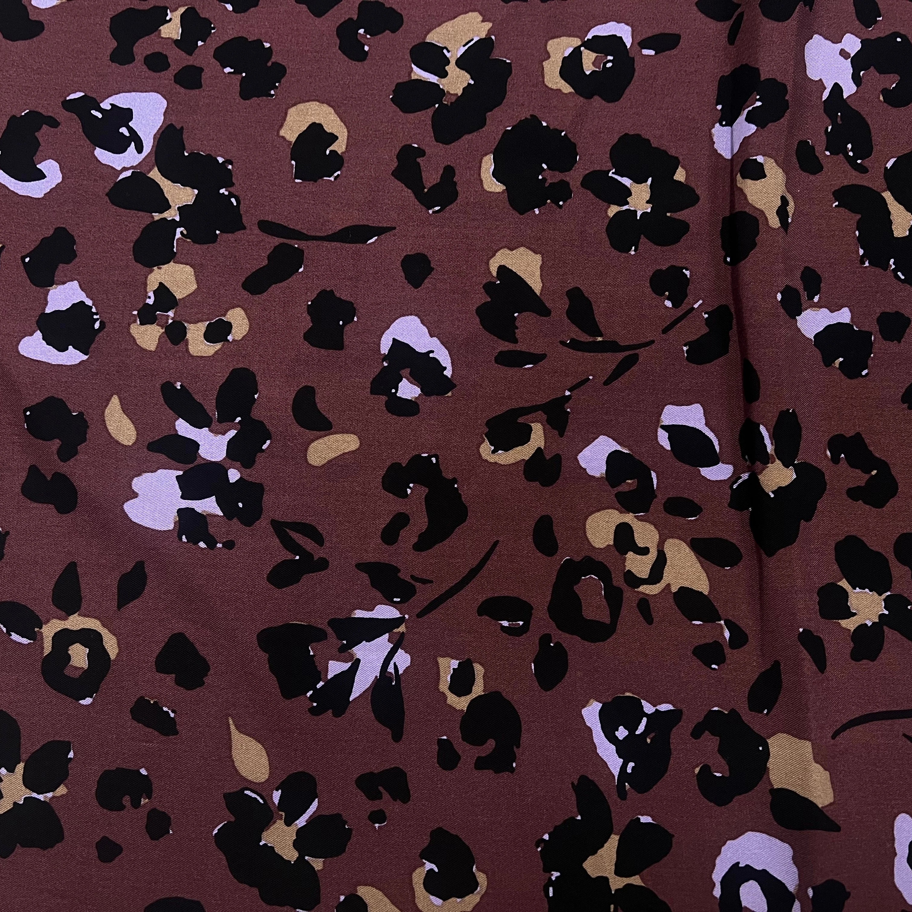 VISCOSE TWILL PRINT LEOPARD LILAC - BLACK - My Little Coupon
