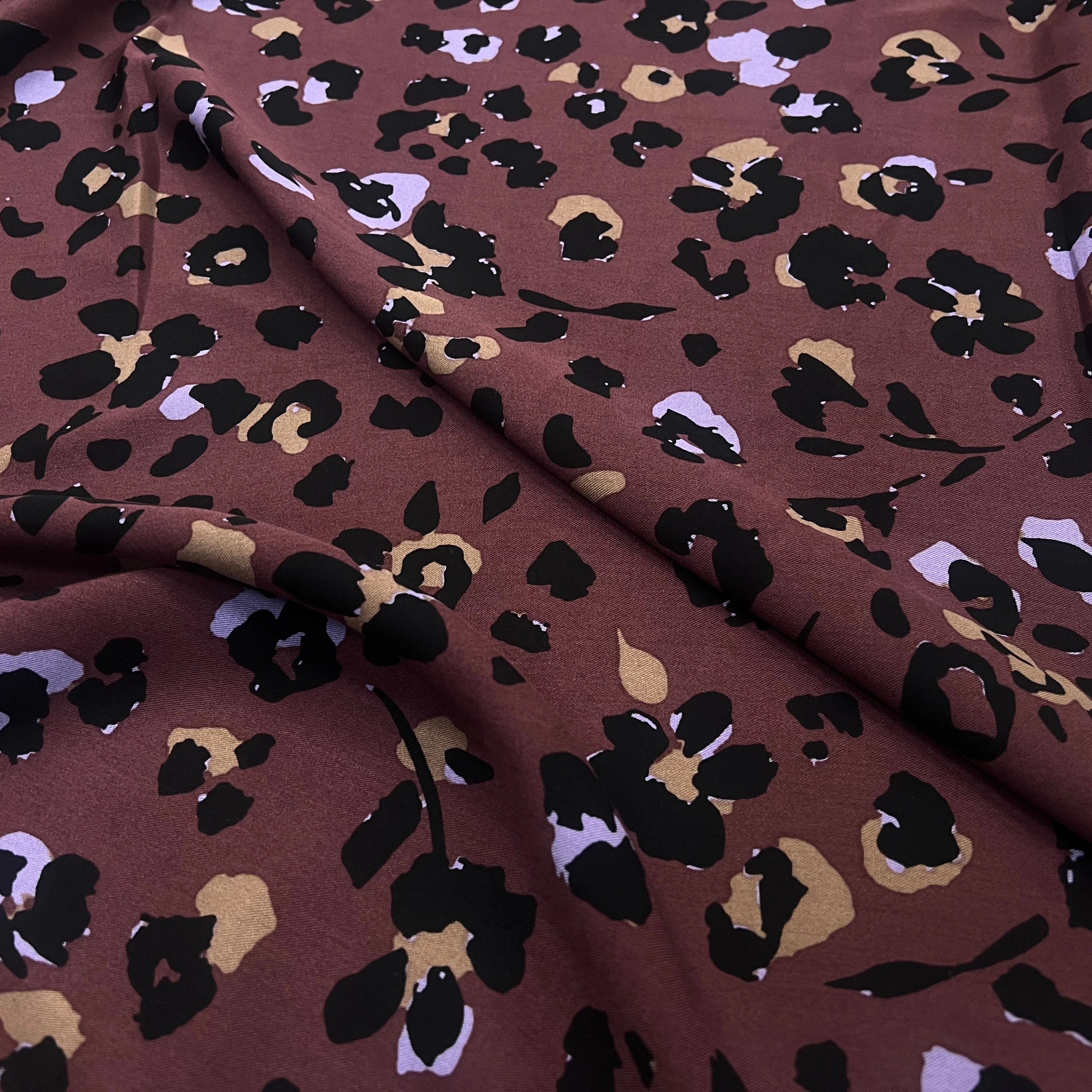 VISCOSE TWILL PRINT LEOPARD LILAC - BLACK - My Little Coupon