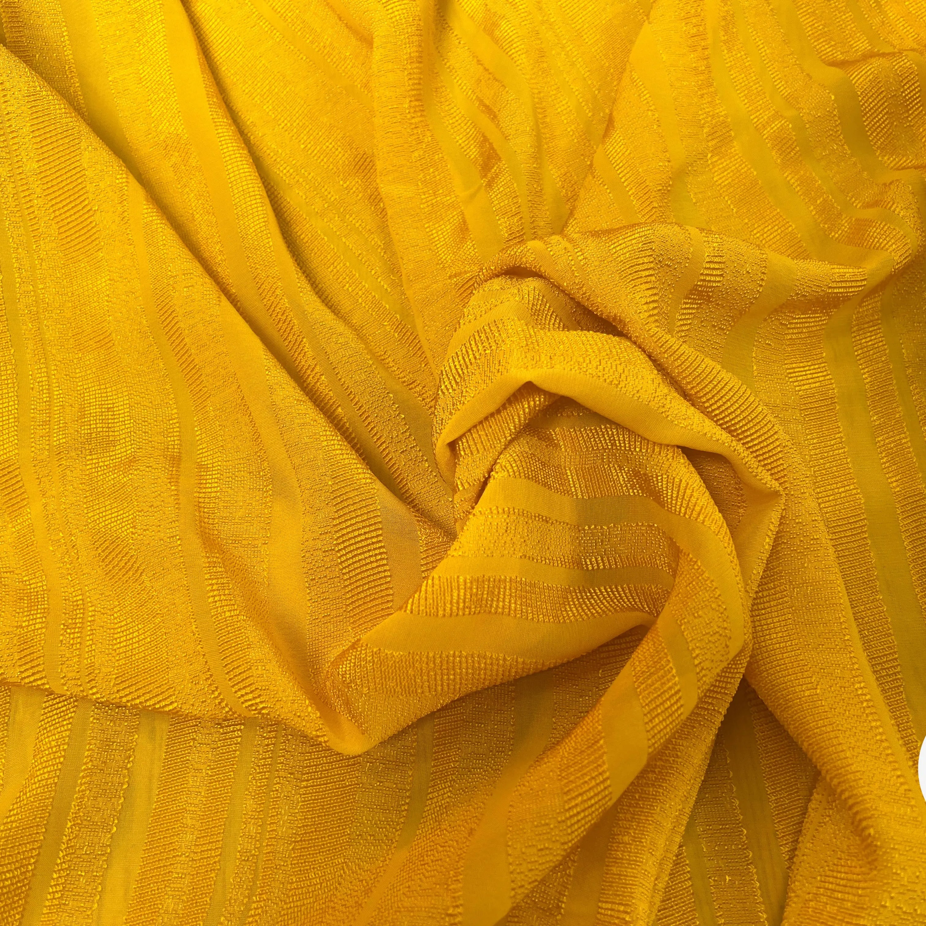 VISCOSE UNI JAUNE RAYURES TEXTURÉES - My Little Coupon