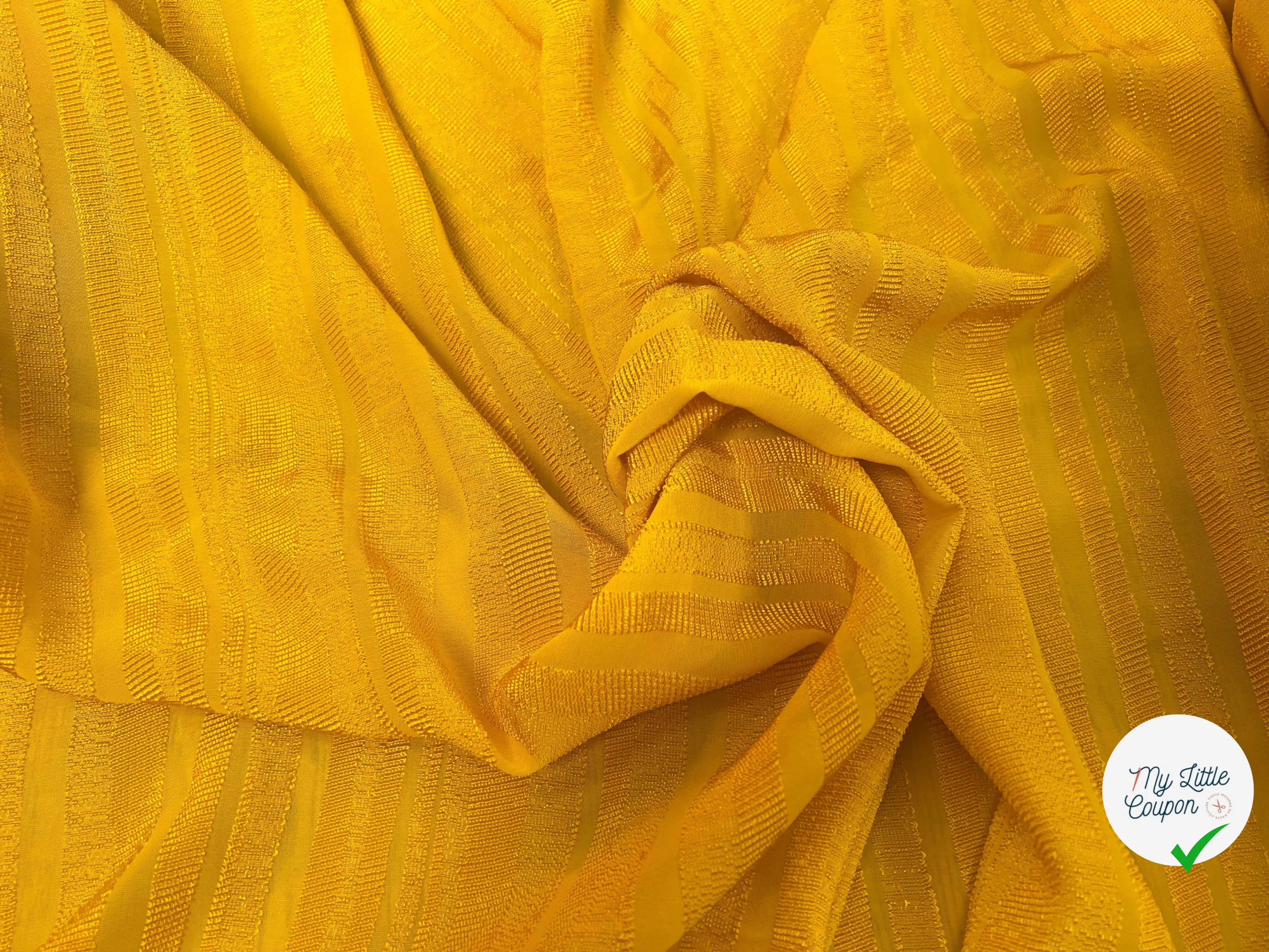 VISCOSE UNI JAUNE RAYURES TEXTURÉES - My Little Coupon