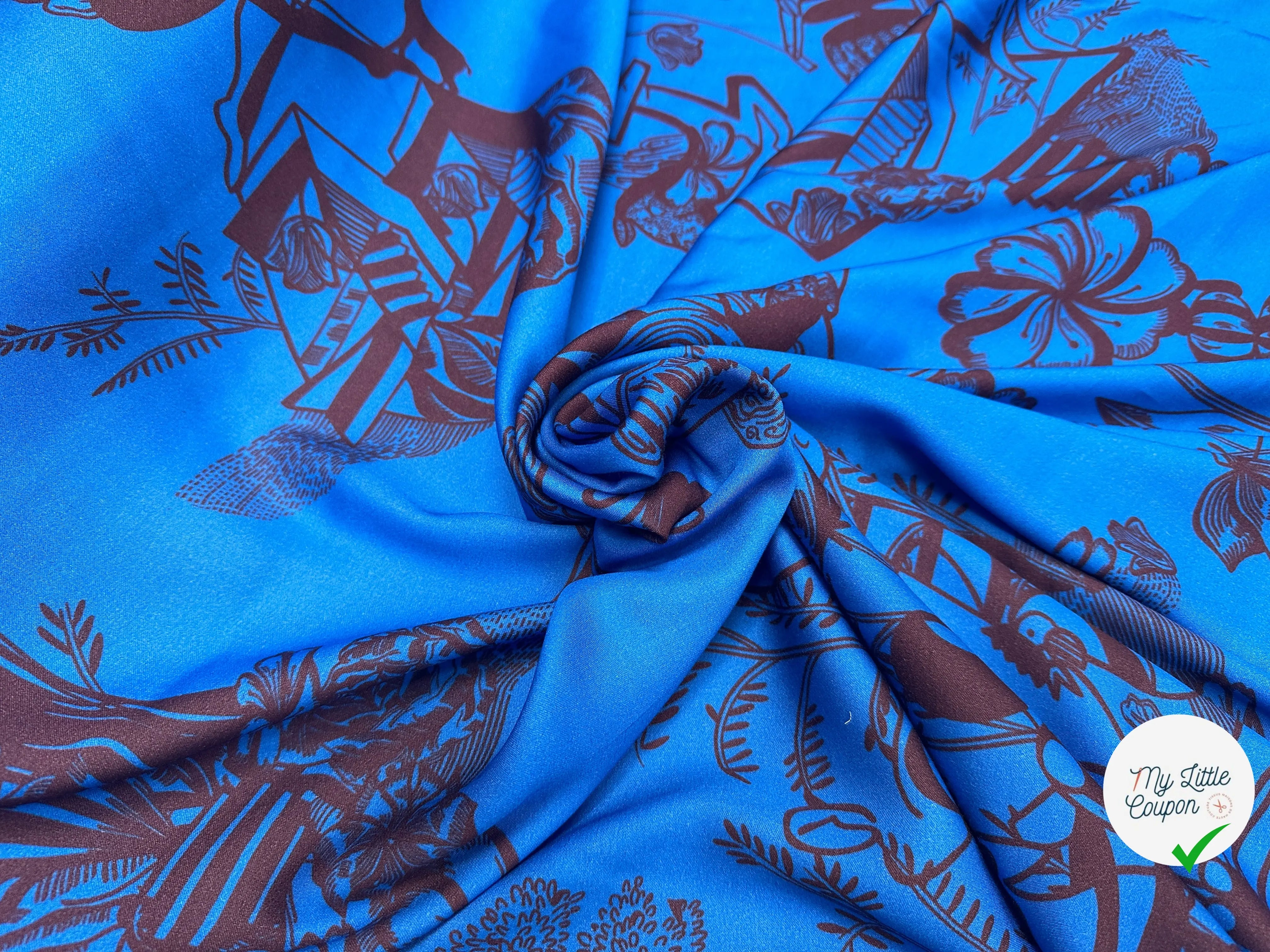 VISCOSE VELOUTÉ SUBLIME BLEU ARFICA LEGEREMENT SATINÉE - My Little Coupon