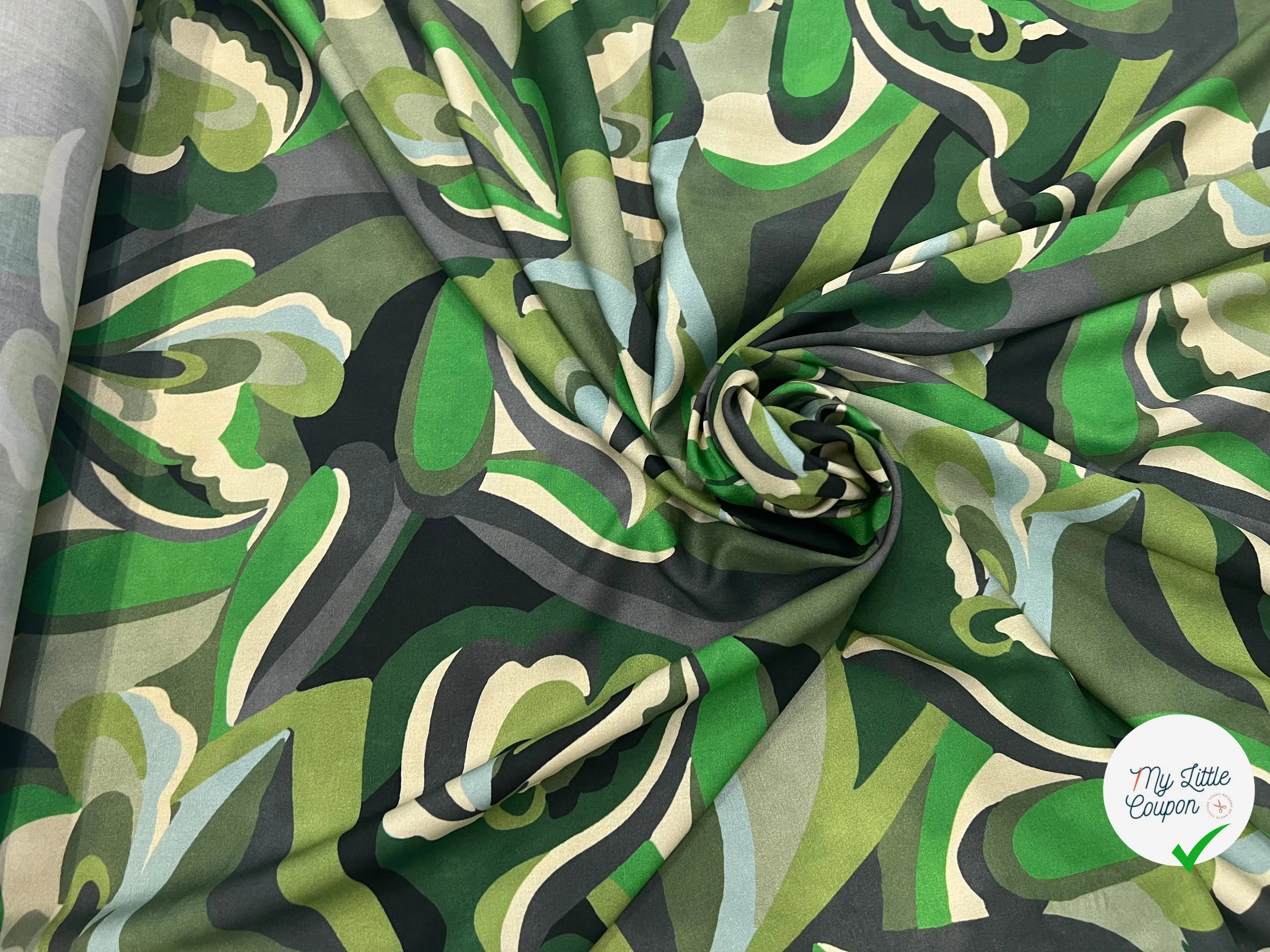 VISCOSE VERTE & CREME MOTIF FLORAL - My Little Coupon