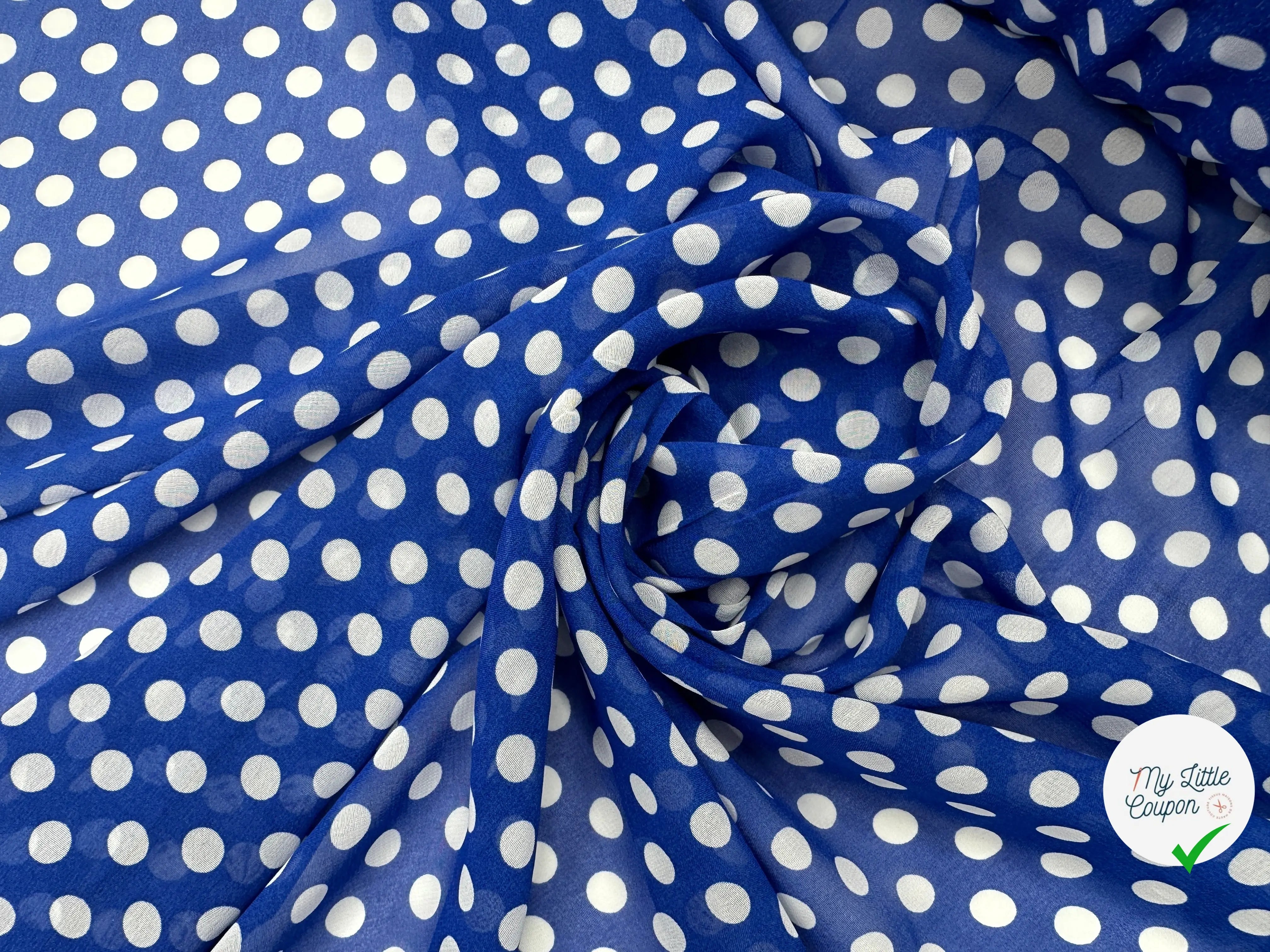 VOILE CHIFFON BLEU FRANC CLASSIQUE ET PANACHE POIS MLC INTERN